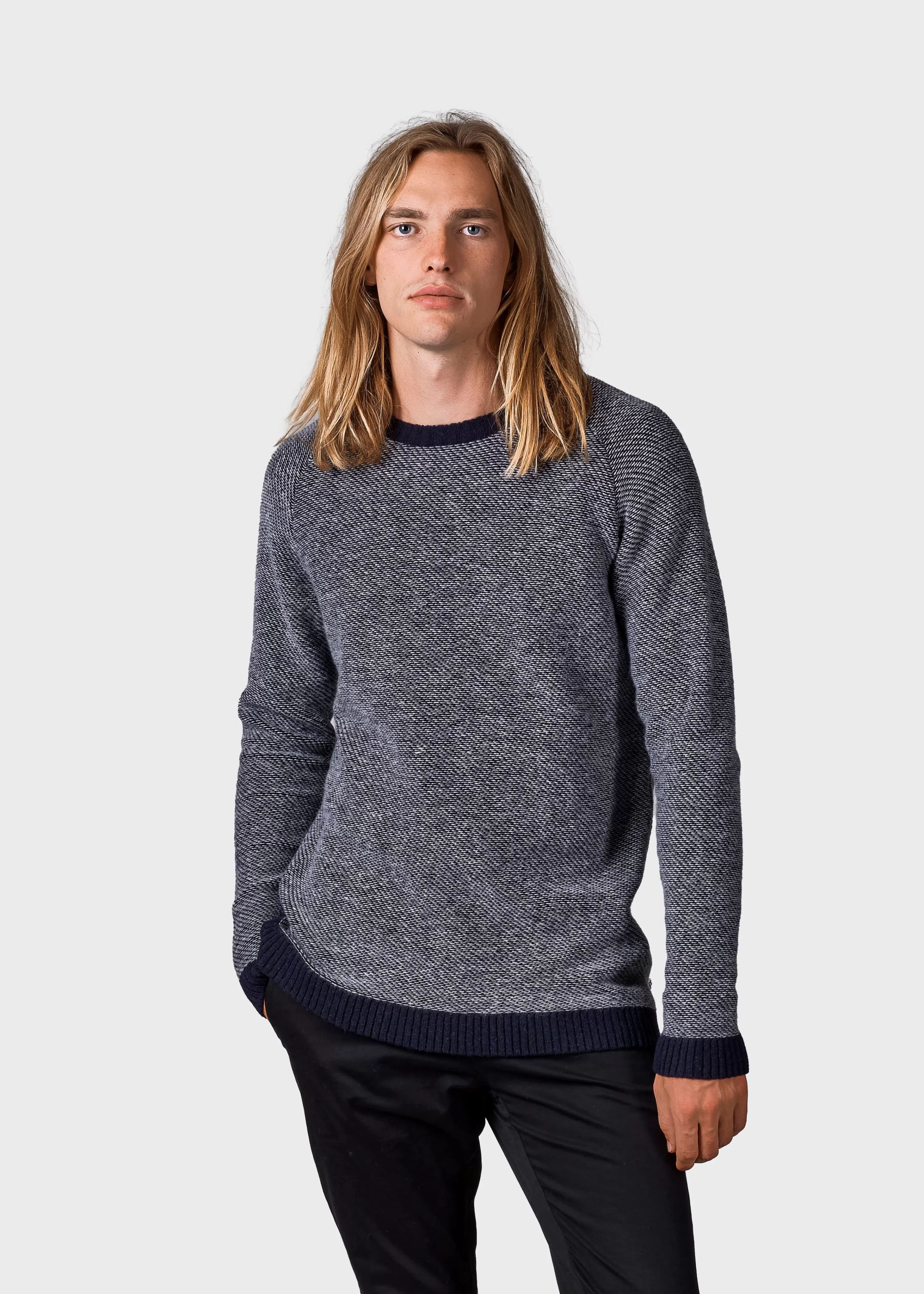 Klitmoller Collective Brushed Merino wool*Arthur knit - Navy/cream