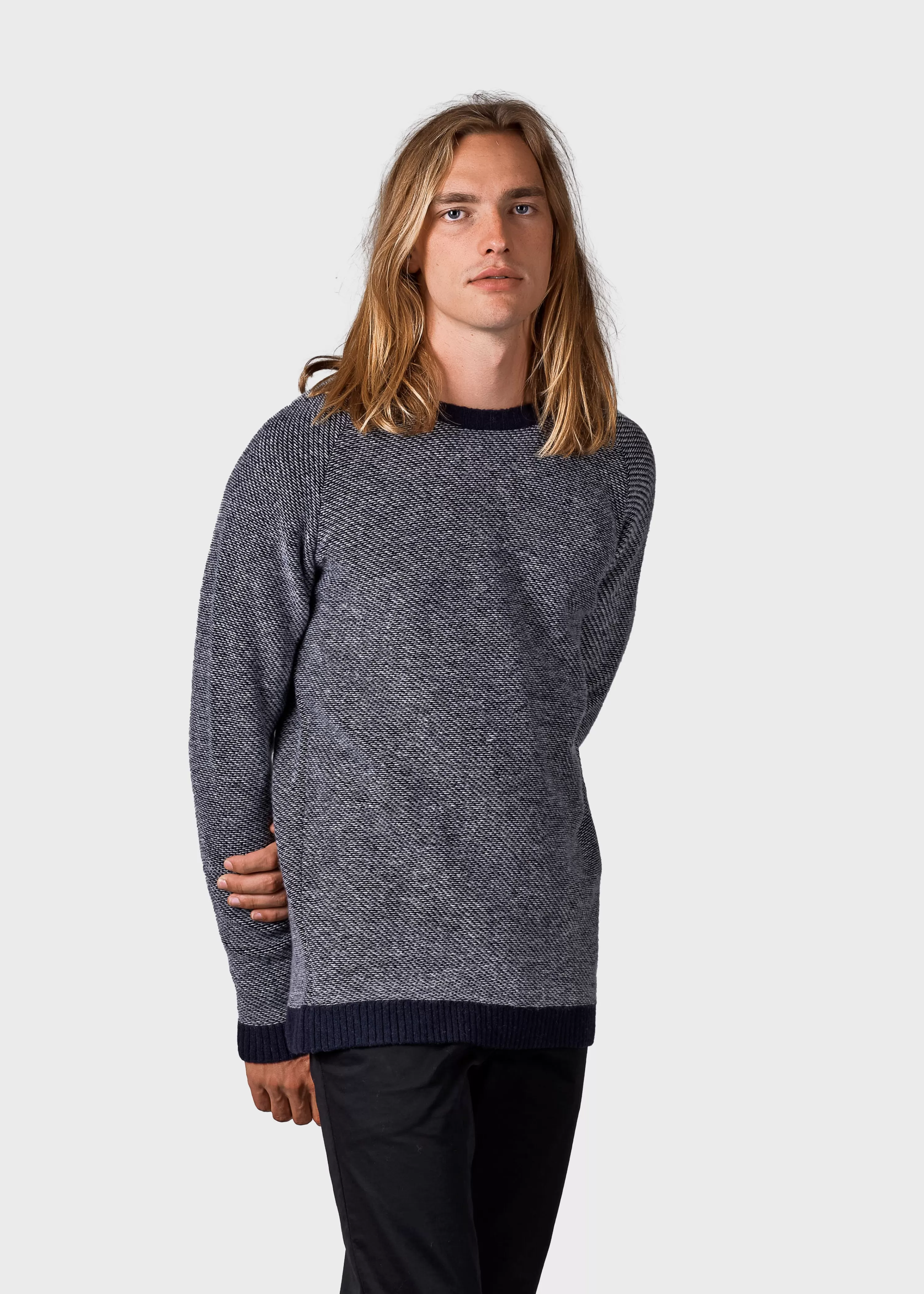 Klitmoller Collective Brushed Merino wool*Arthur knit - Navy/cream