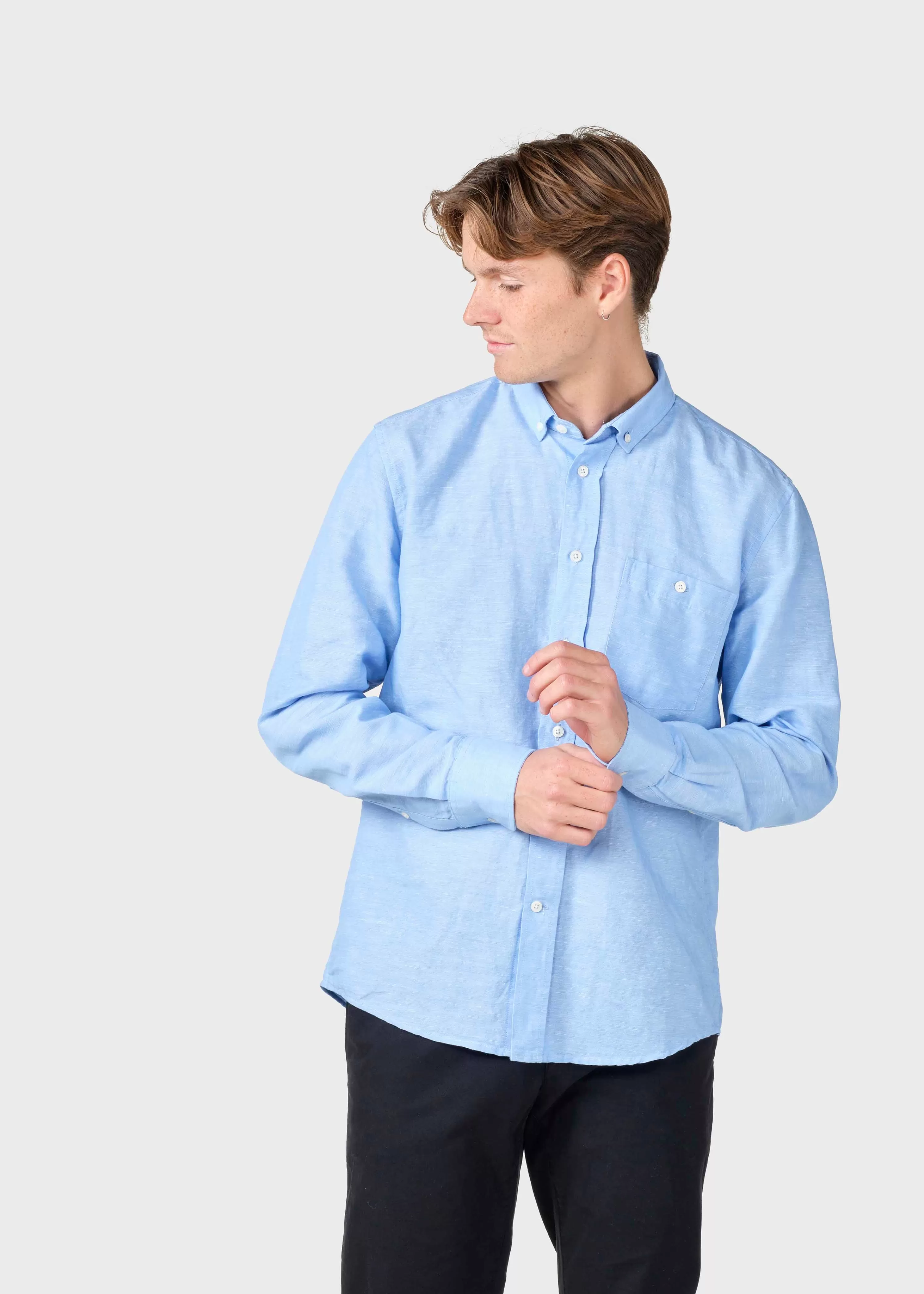 Klitmoller Collective Shirts*Benjamin linen shirt - Blue melange