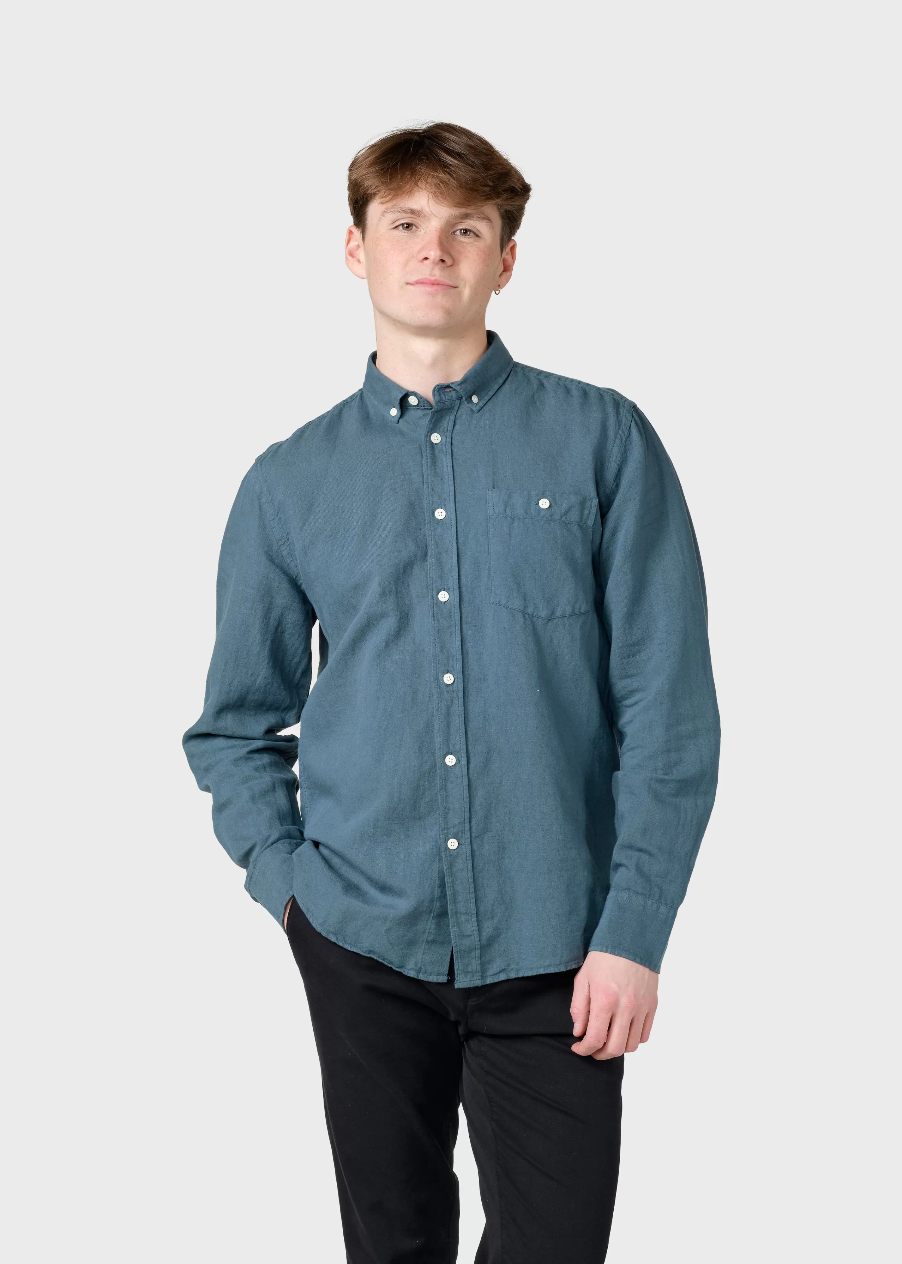 Klitmoller Collective Shirts*Benjamin linen shirt - Moss Green