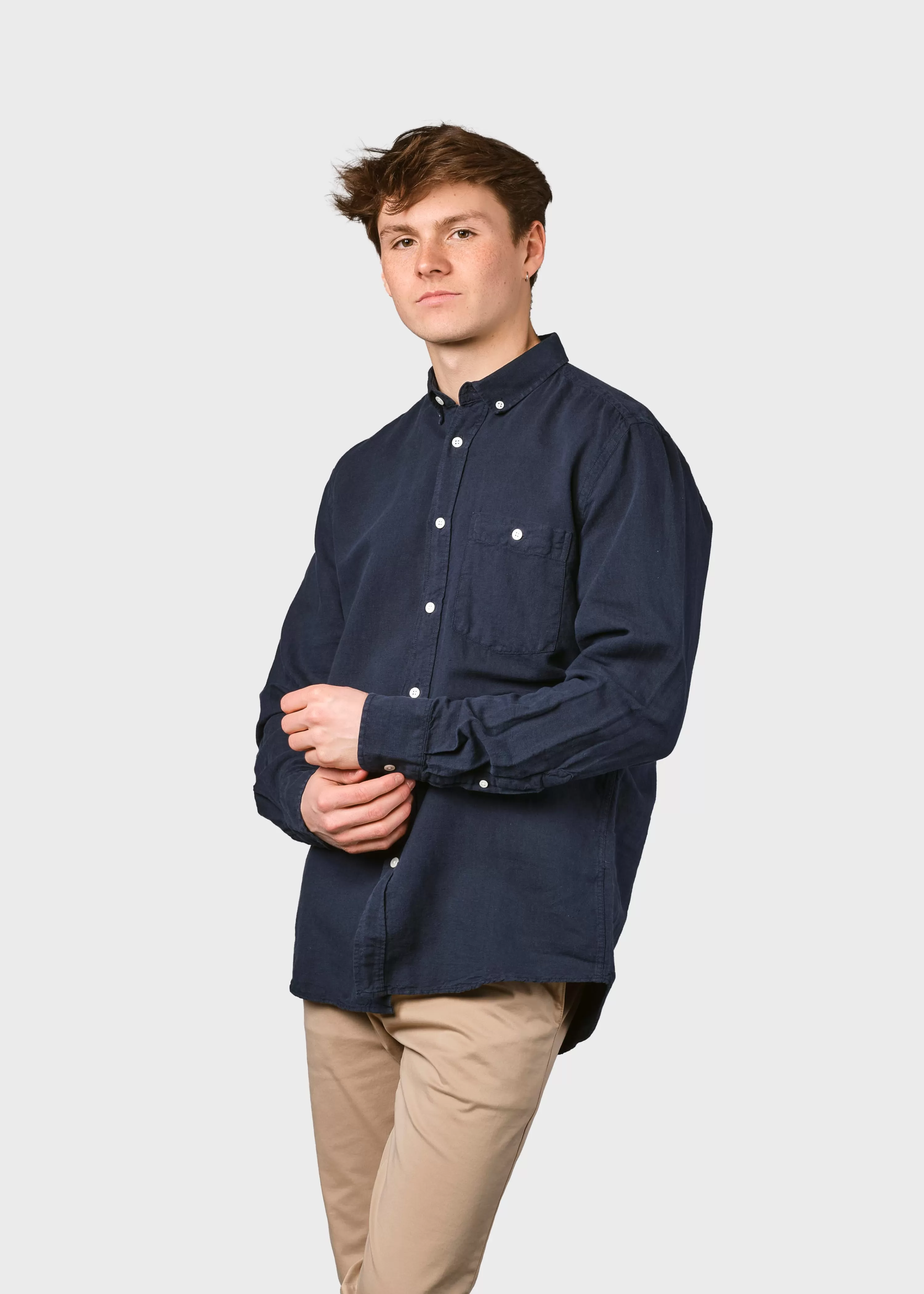 Klitmoller Collective Shirts*Benjamin linen shirt - Navy