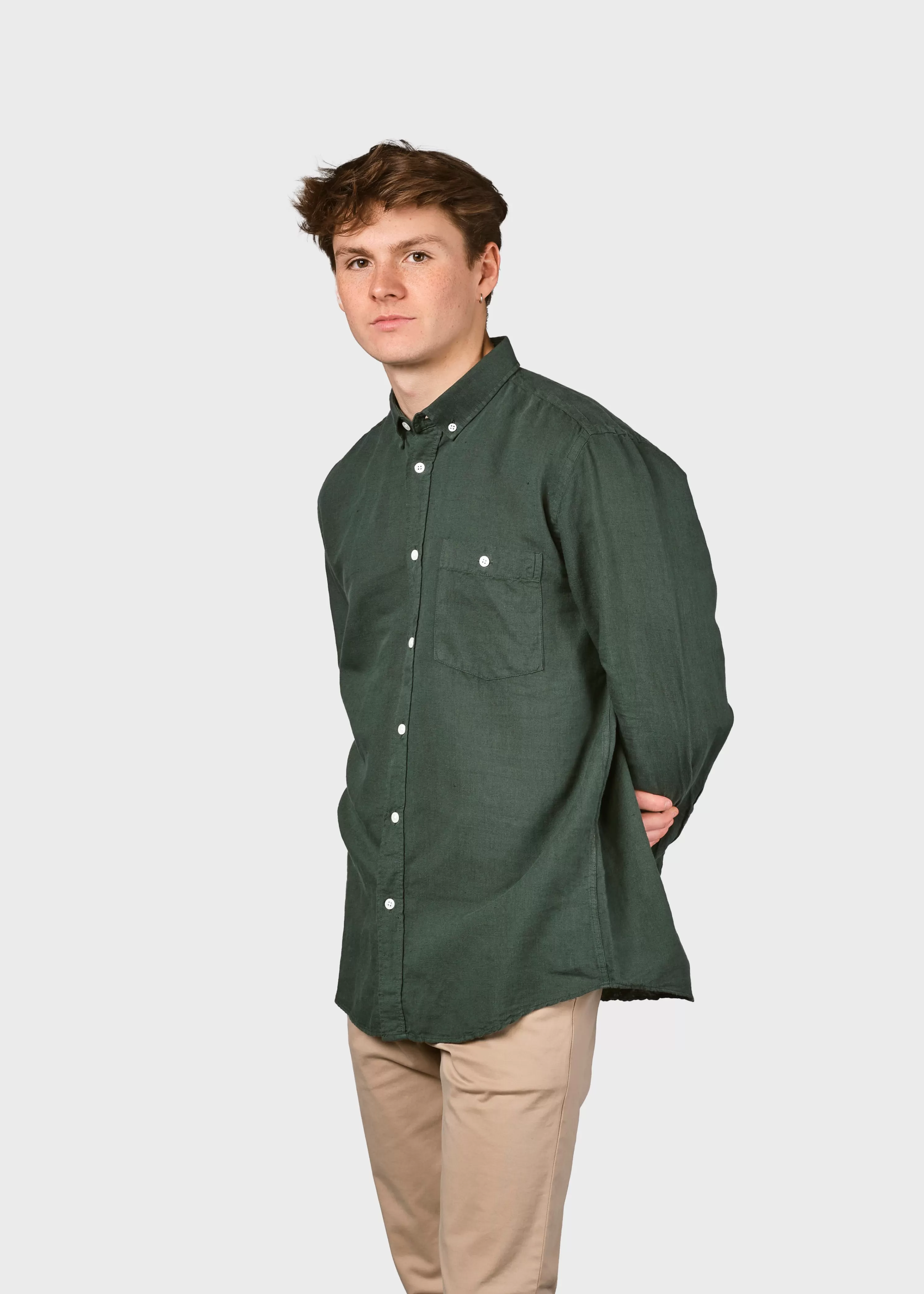 Klitmoller Collective Shirts*Benjamin linen shirt - Olive