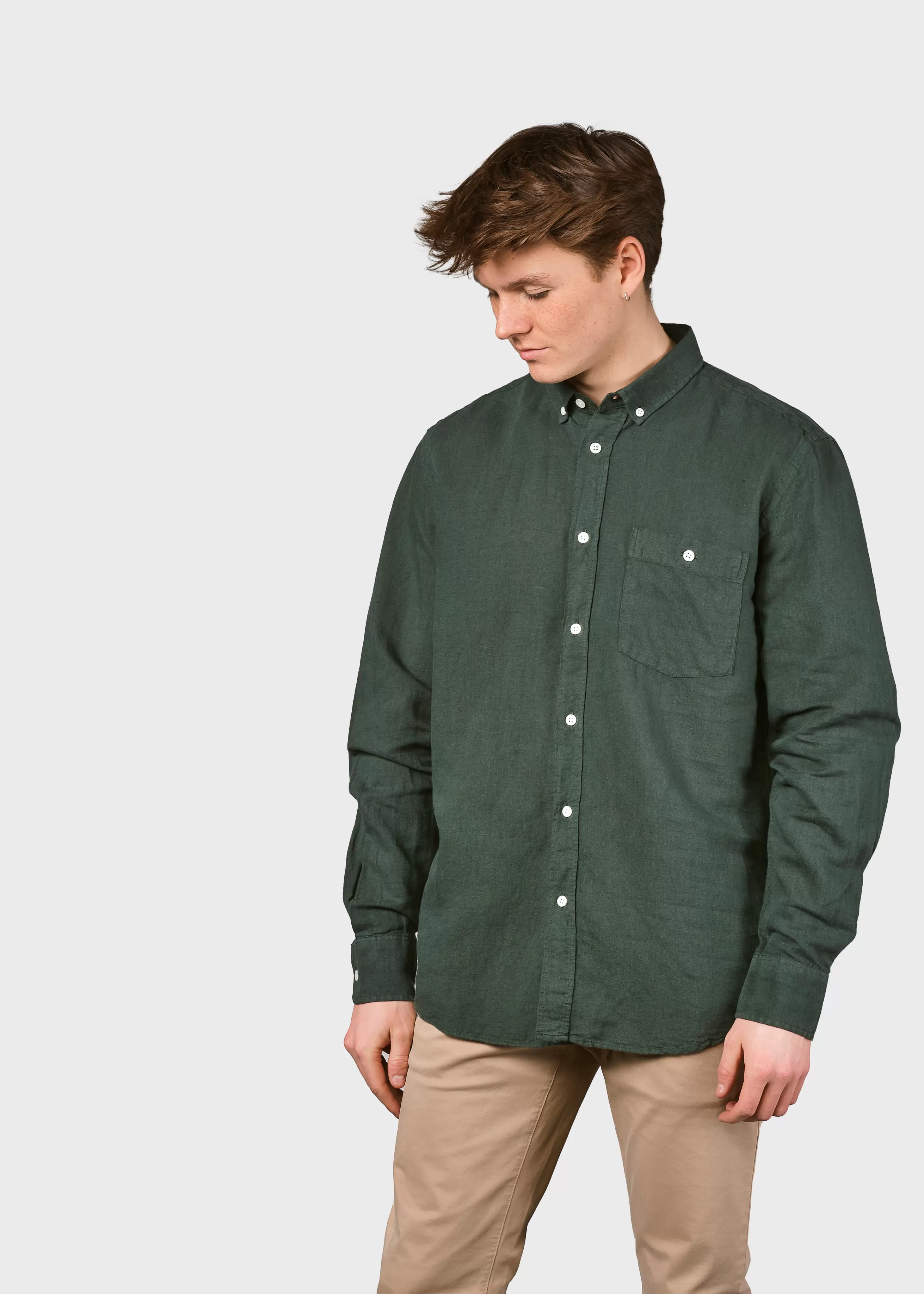 Klitmoller Collective Shirts*Benjamin linen shirt - Olive