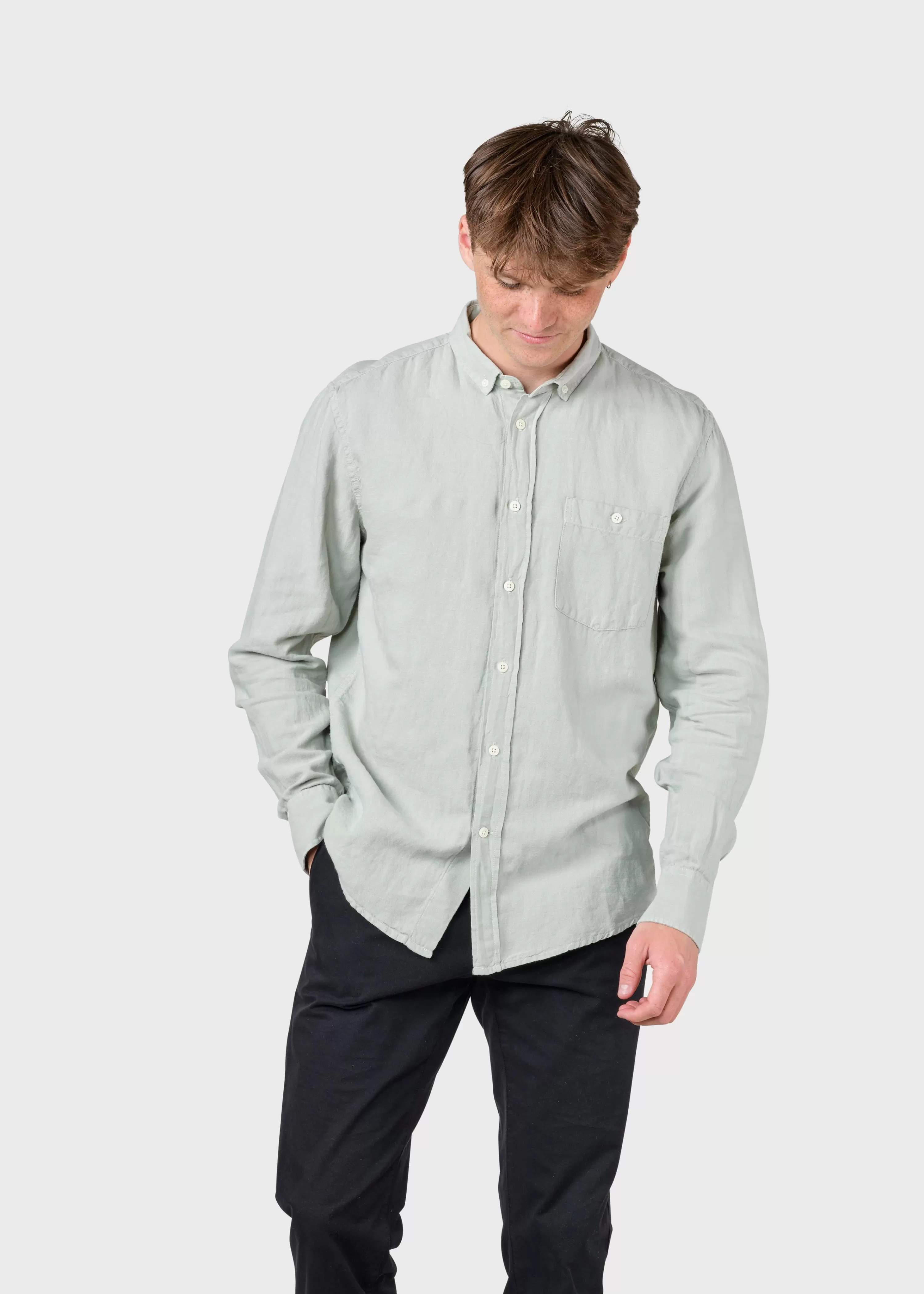 Klitmoller Collective Shirts*Benjamin linen shirt - Sage