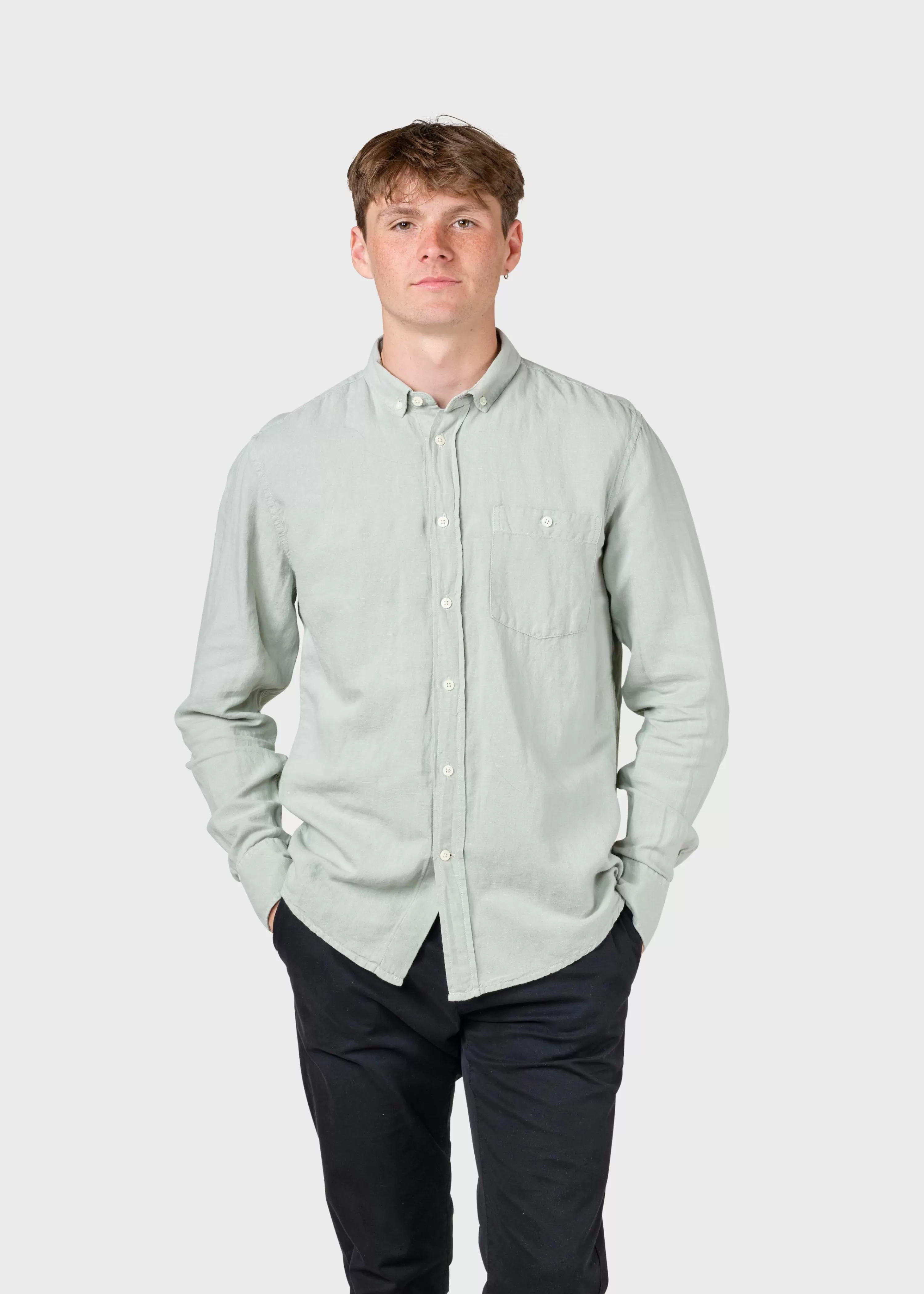 Klitmoller Collective Shirts*Benjamin linen shirt - Sage