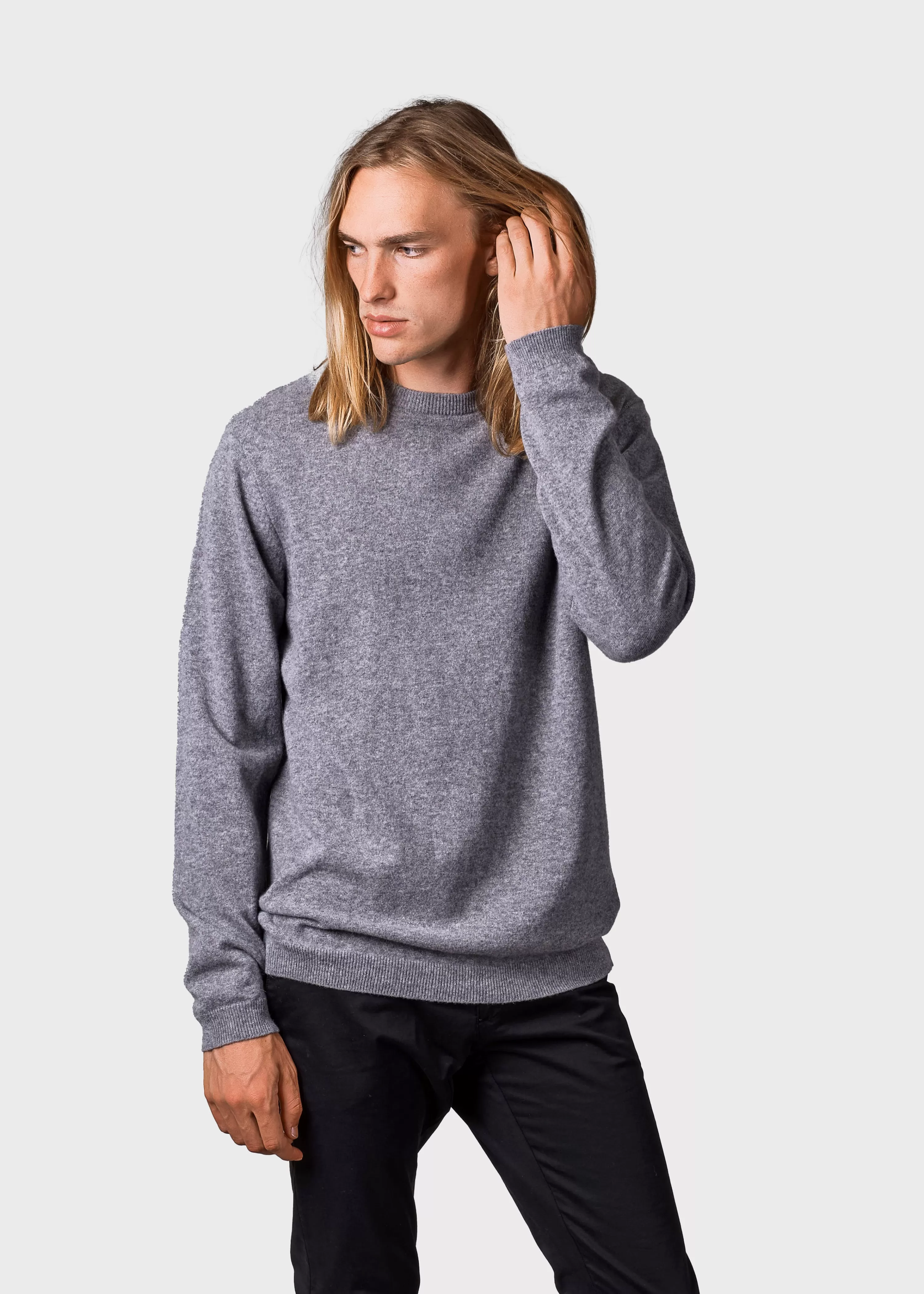 Klitmoller Collective Brushed Merino wool*Daniel knit - Light grey