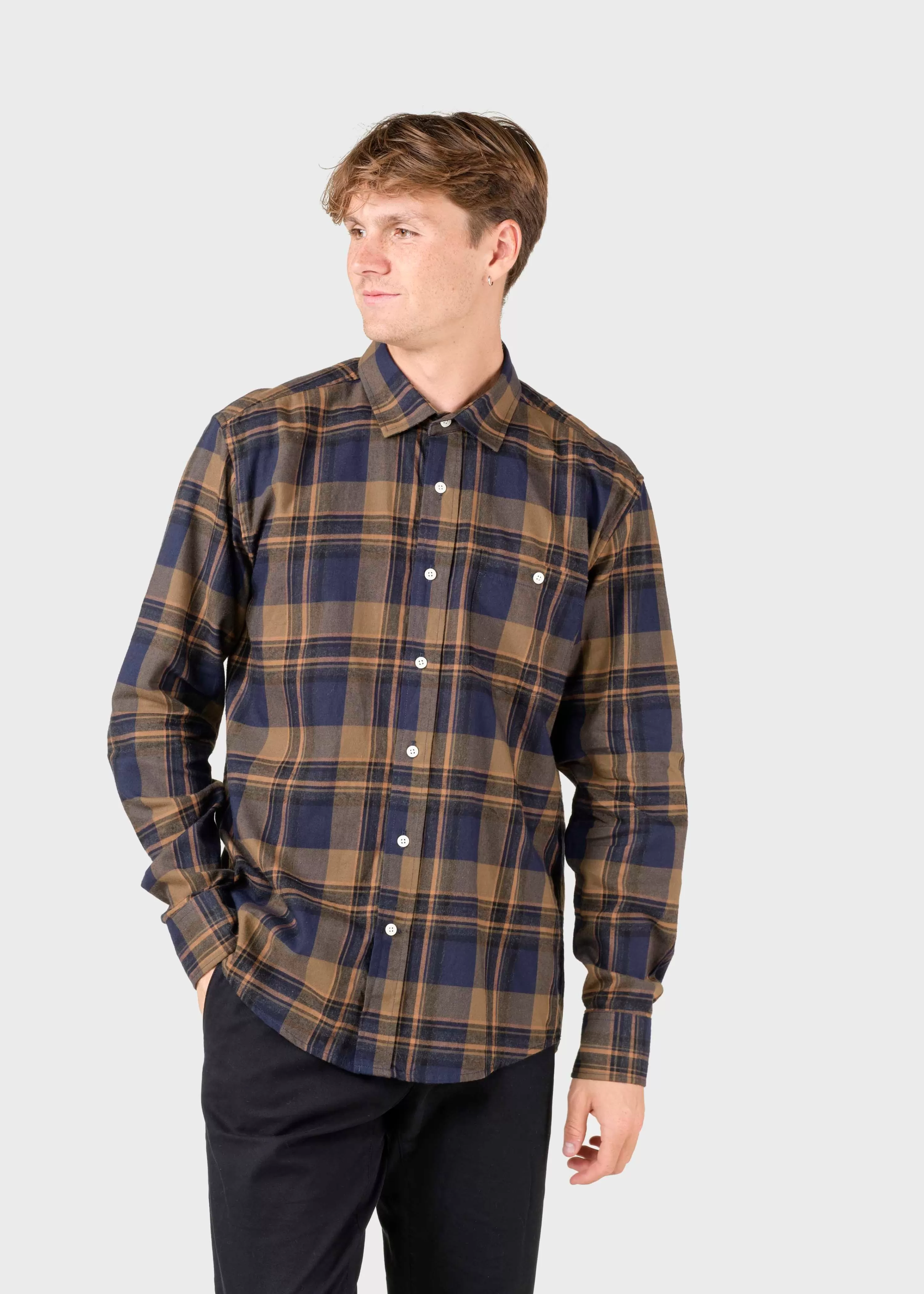 Klitmoller Collective Shirts*Eddie shirt - Black/brown/navy