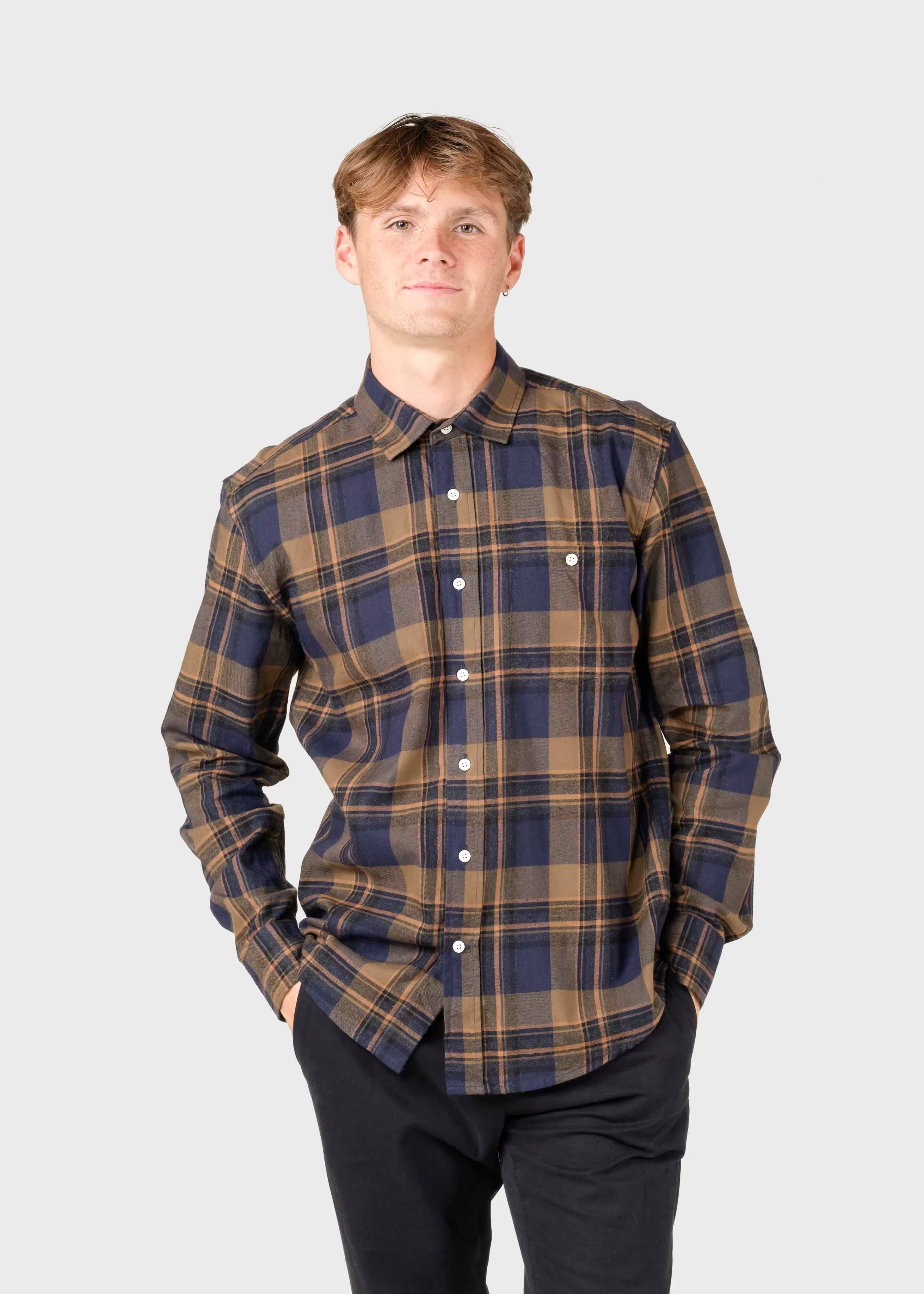 Klitmoller Collective Shirts*Eddie shirt - Black/brown/navy