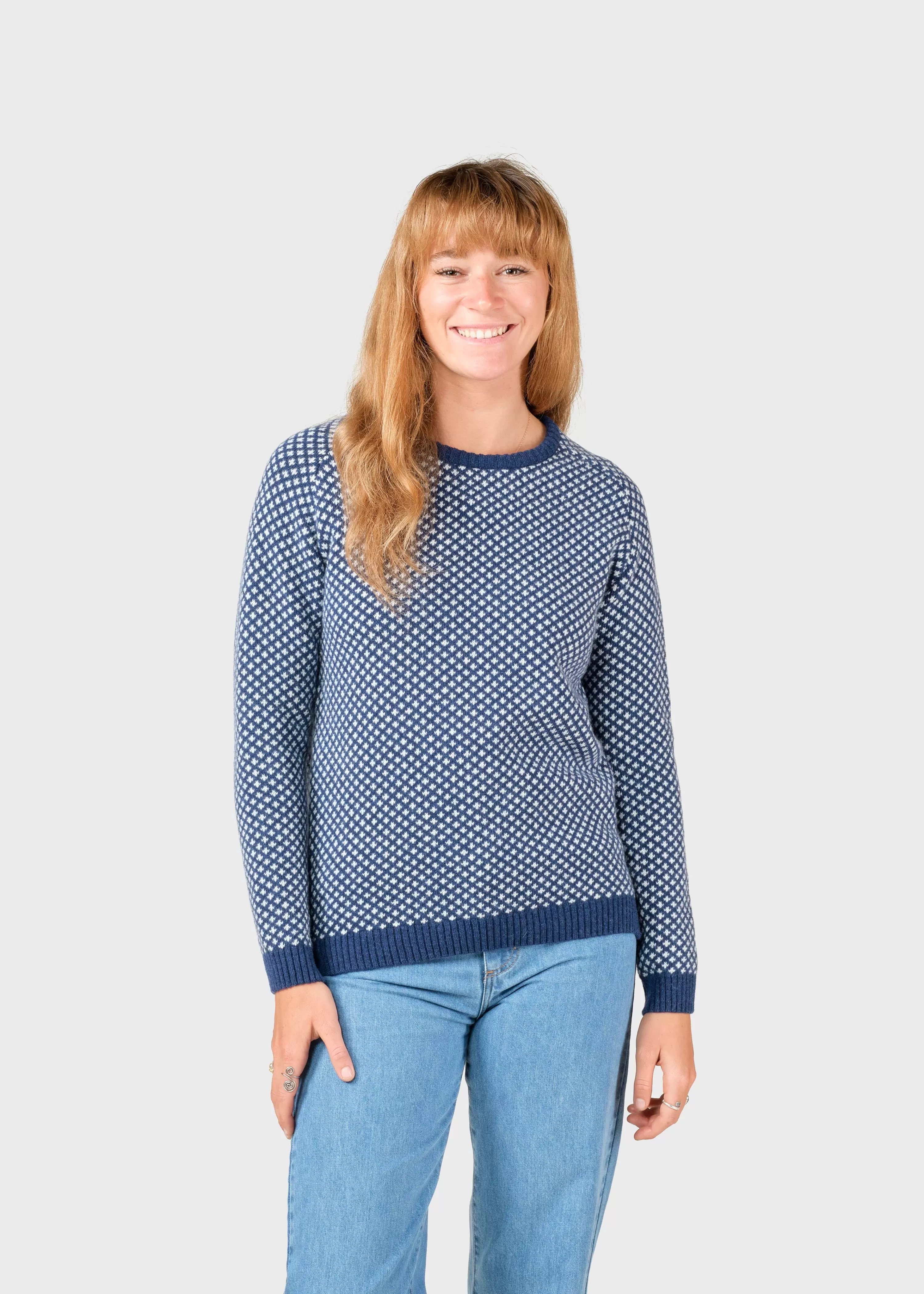 Klitmoller Collective Knitwear | Brushed Merino wool*Elaine knit - Deep blue/cream