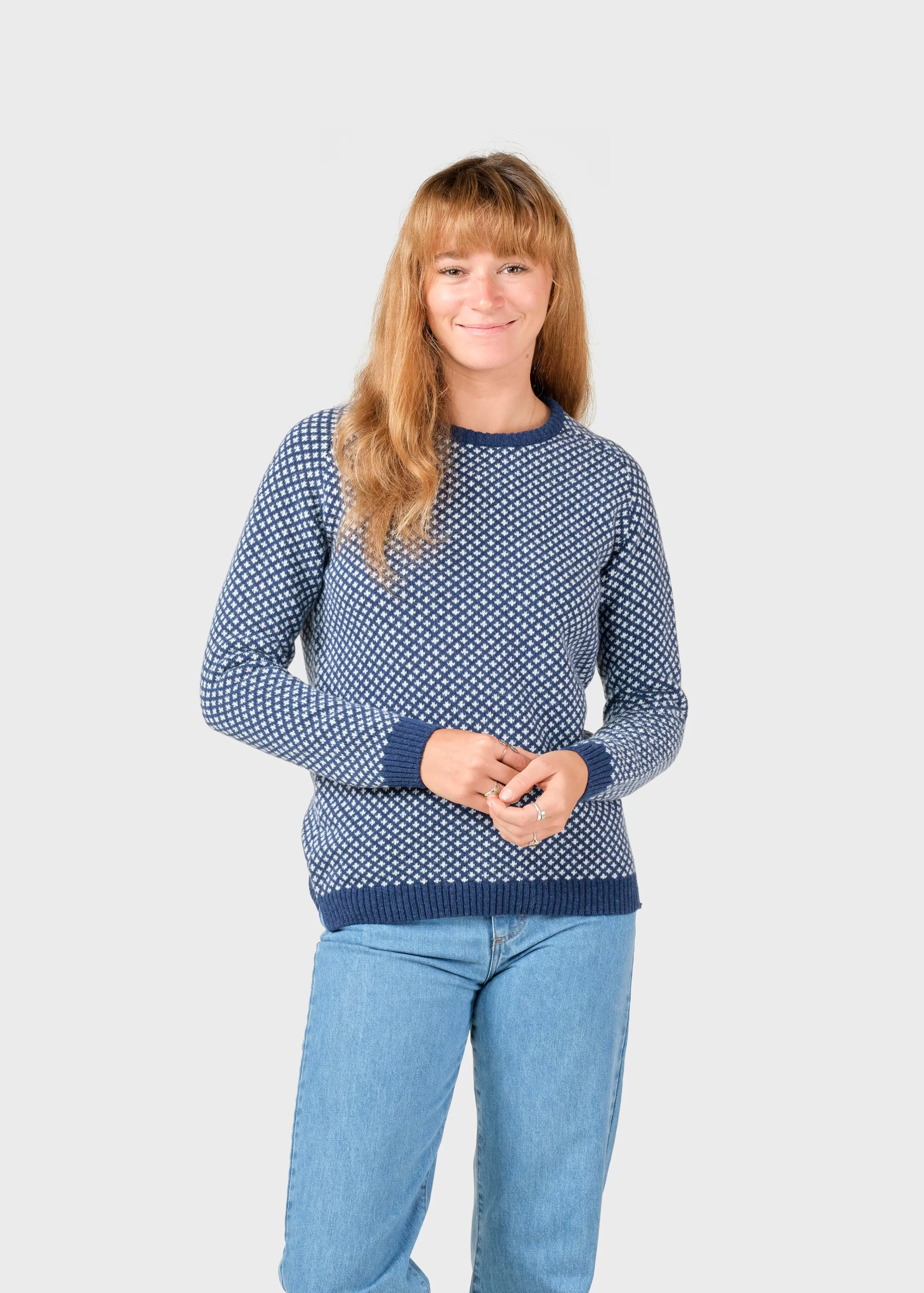 Klitmoller Collective Knitwear | Brushed Merino wool*Elaine knit - Deep blue/cream