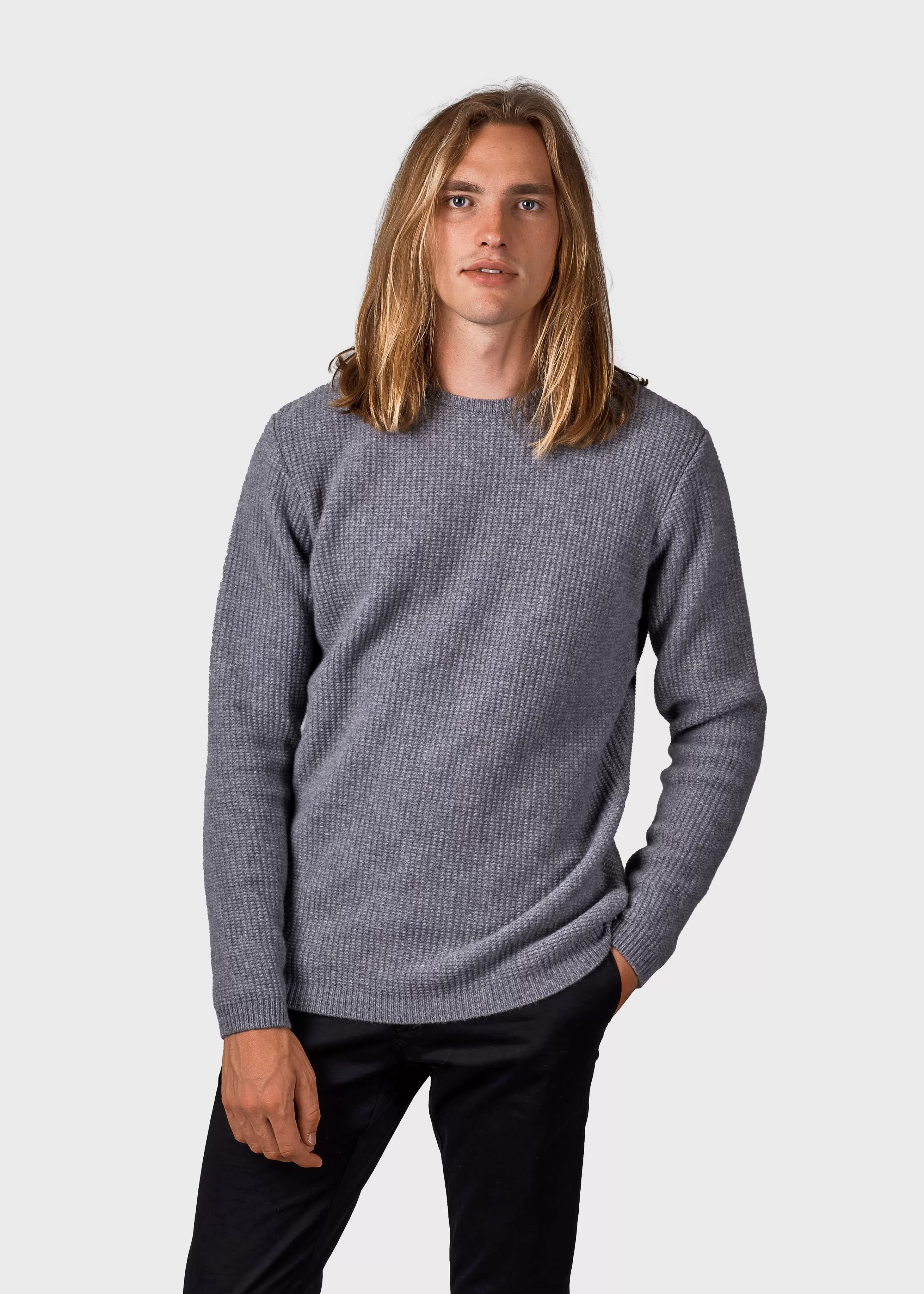 Klitmoller Collective Brushed Merino wool*Frede knit - Light grey