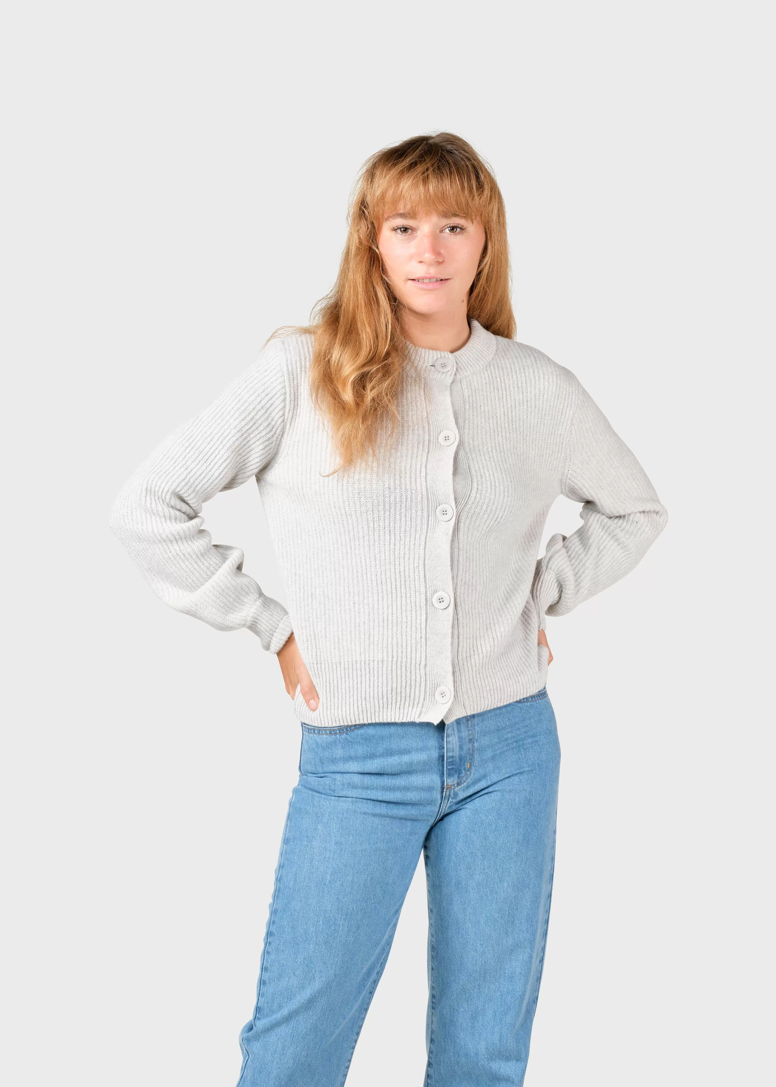 Klitmoller Collective Knitwear | Brushed Merino wool*Gerda knit cardigan - Pastel grey