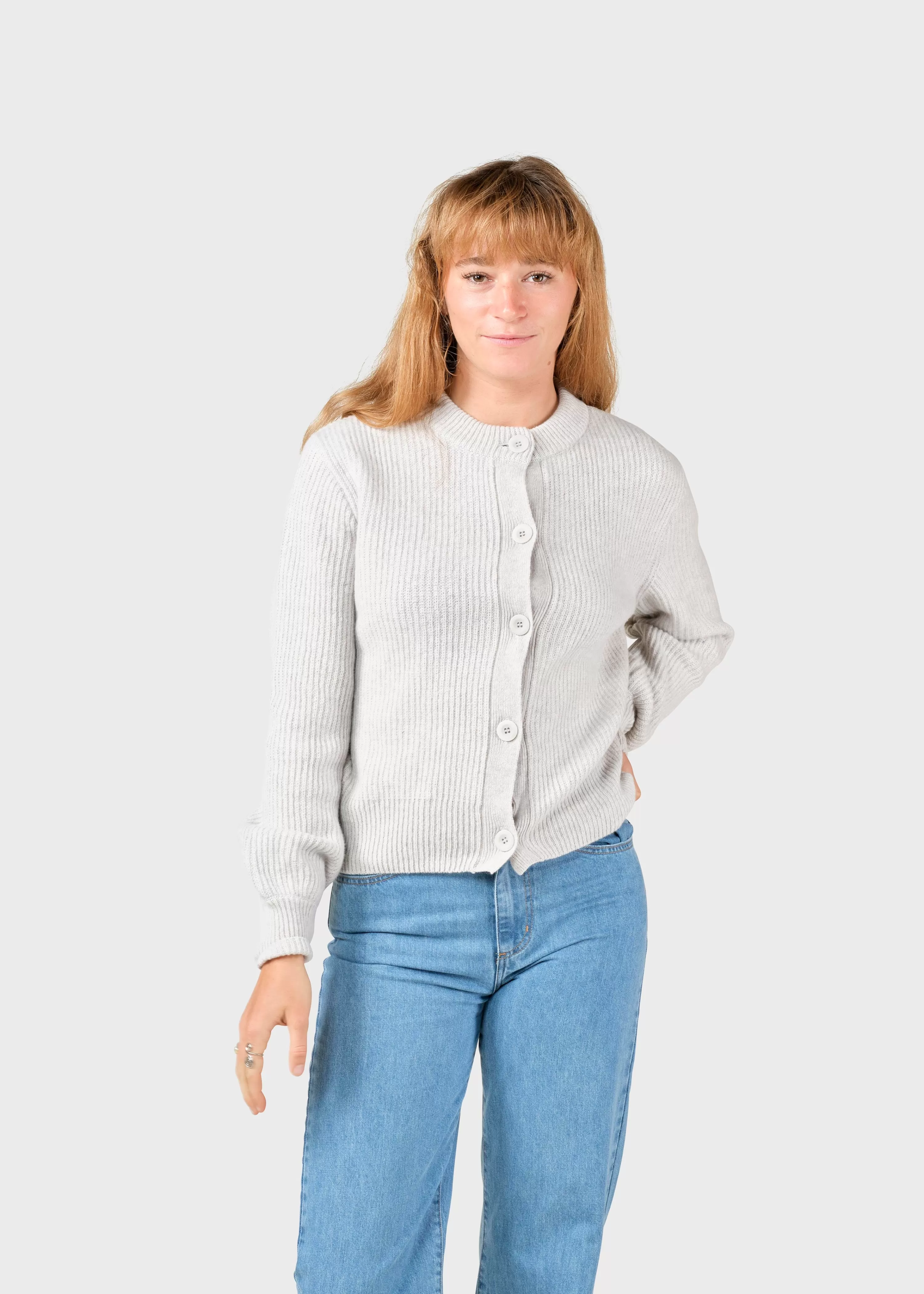 Klitmoller Collective Knitwear | Brushed Merino wool*Gerda knit cardigan - Pastel grey