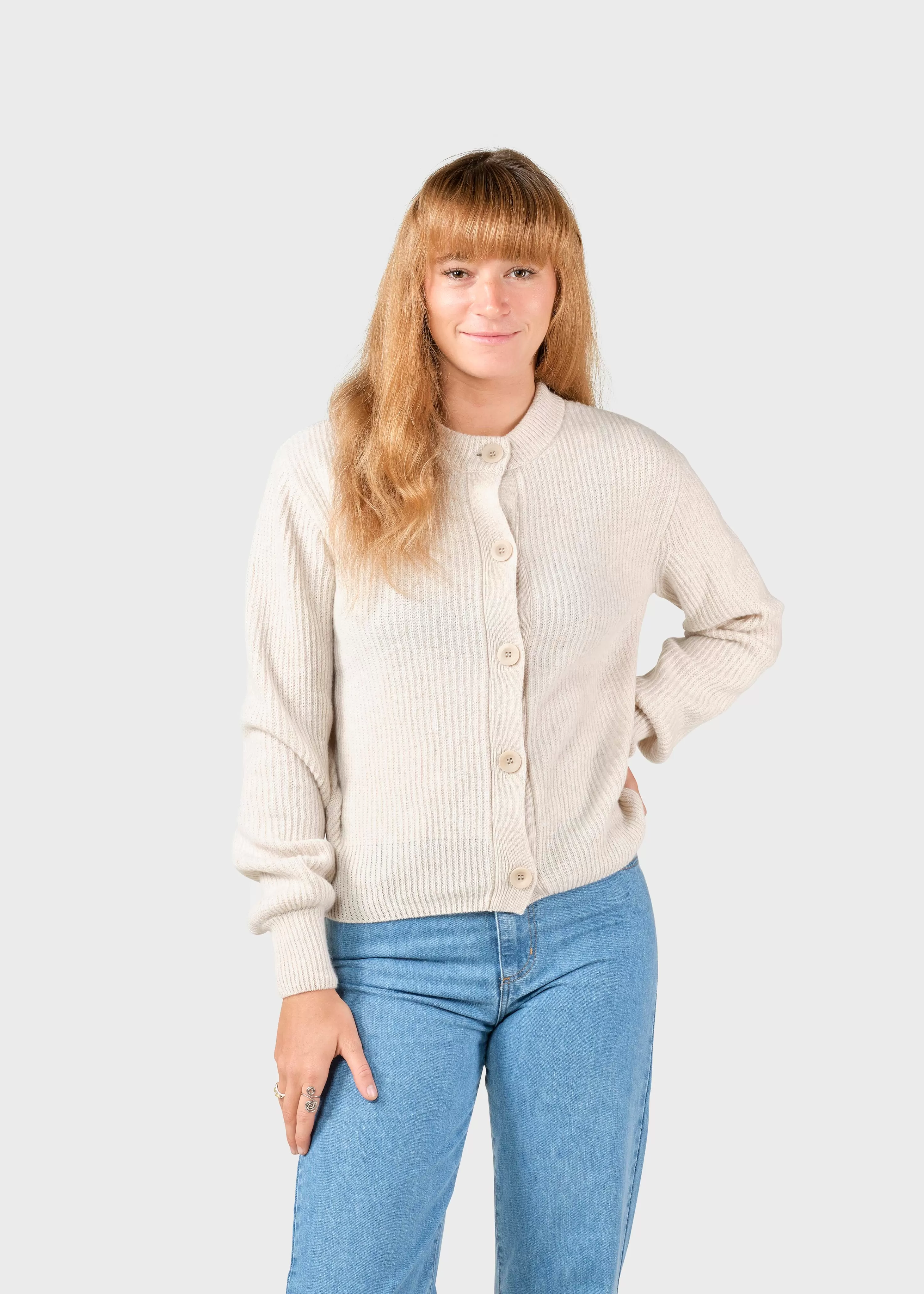 Klitmoller Collective Knitwear | Brushed Merino wool*Gerda knit cardigan - Pastel sand