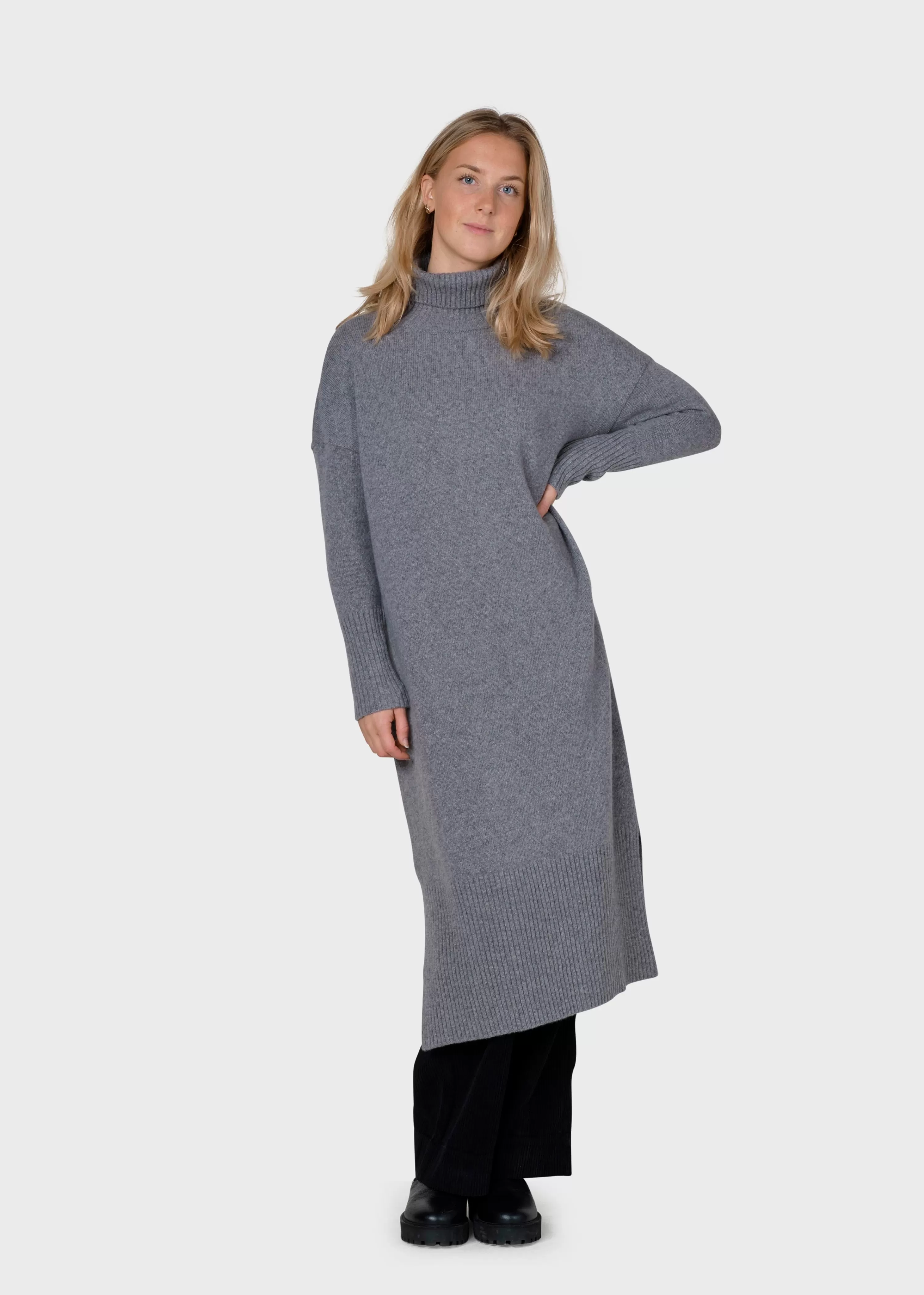 Klitmoller Collective Knitwear | Brushed Merino wool*Gro knit dress - Light grey