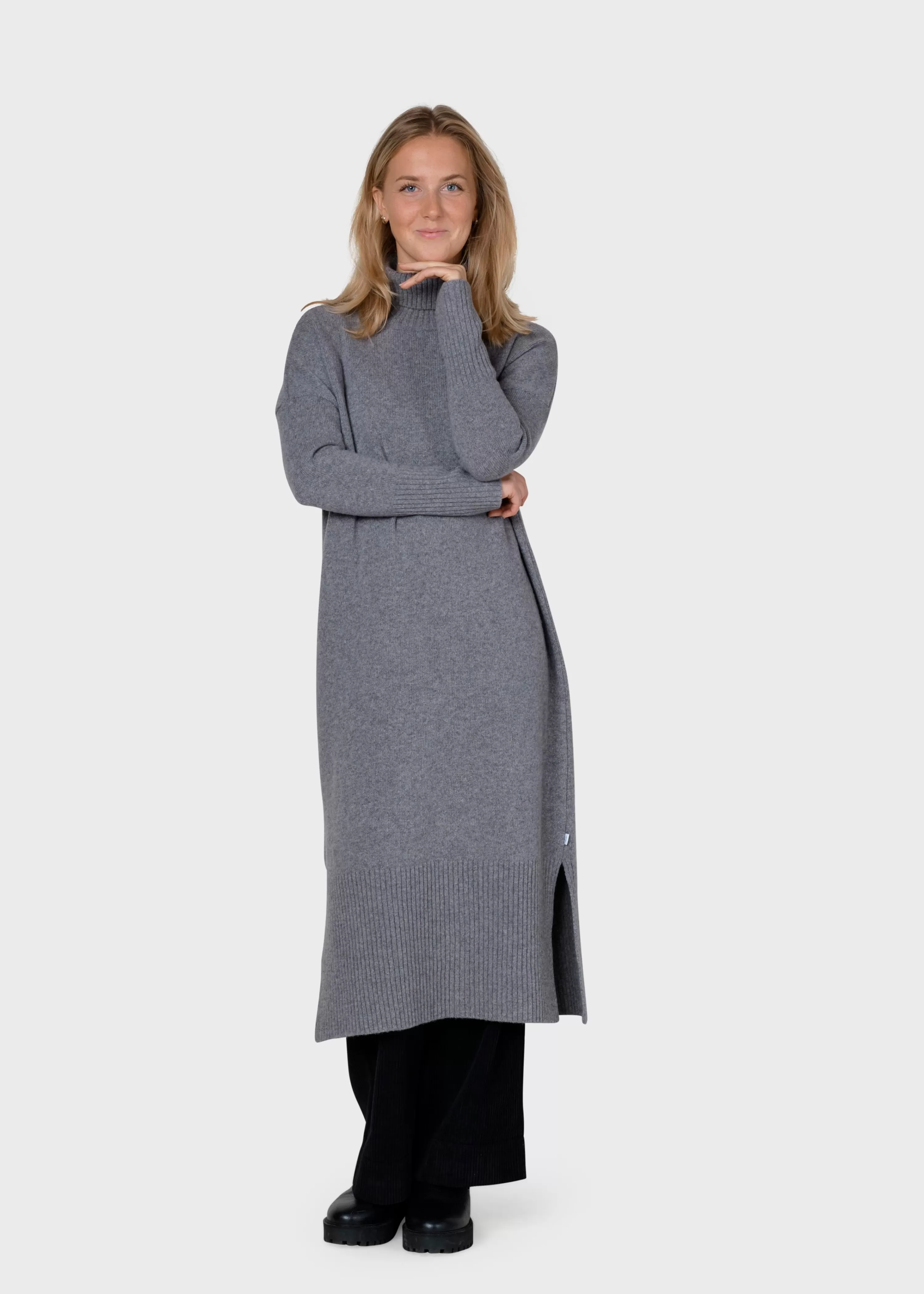 Klitmoller Collective Knitwear | Brushed Merino wool*Gro knit dress - Light grey