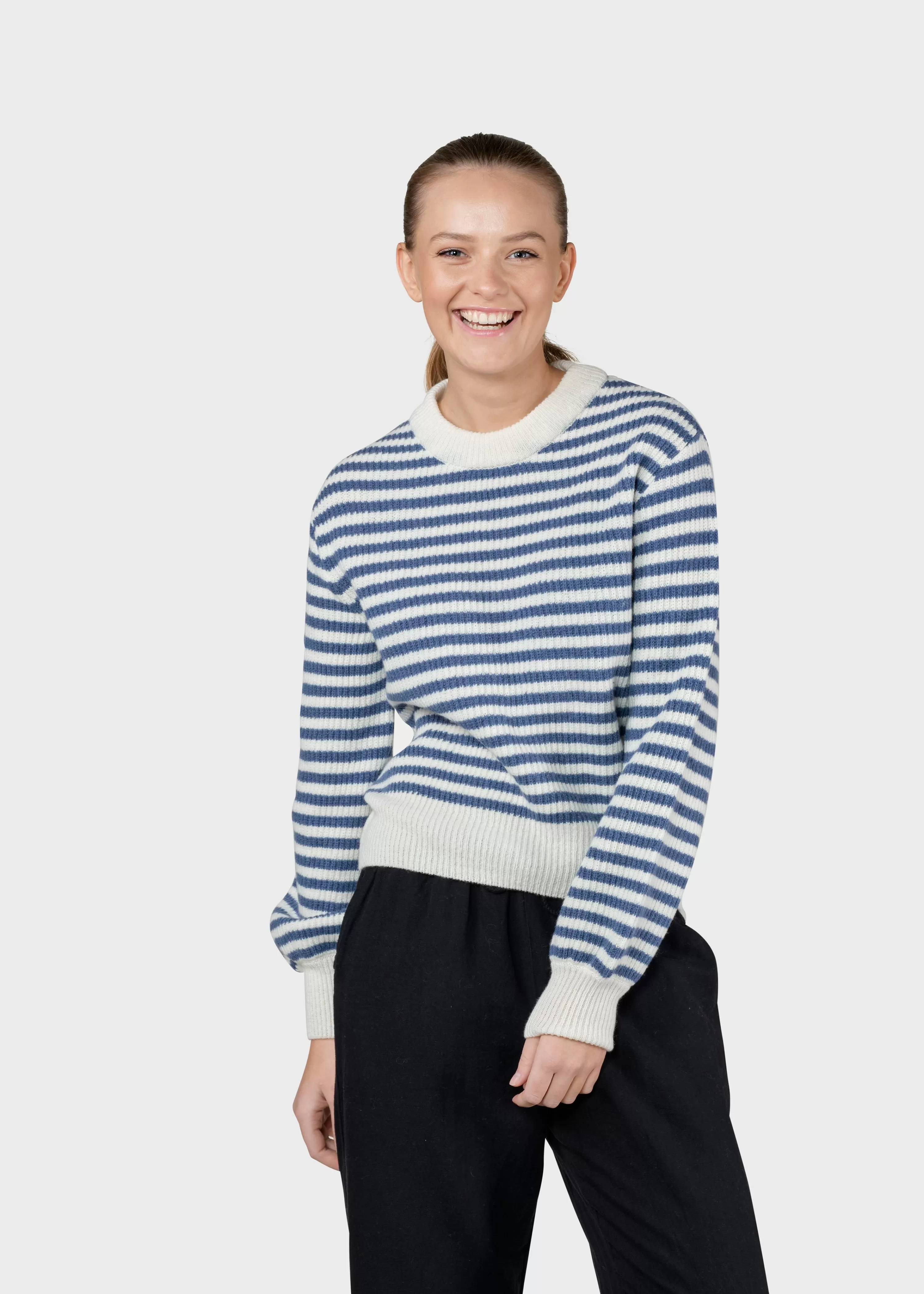 Klitmoller Collective Knitwear | Brushed Merino wool*Gunilla knit - Cream/ocean