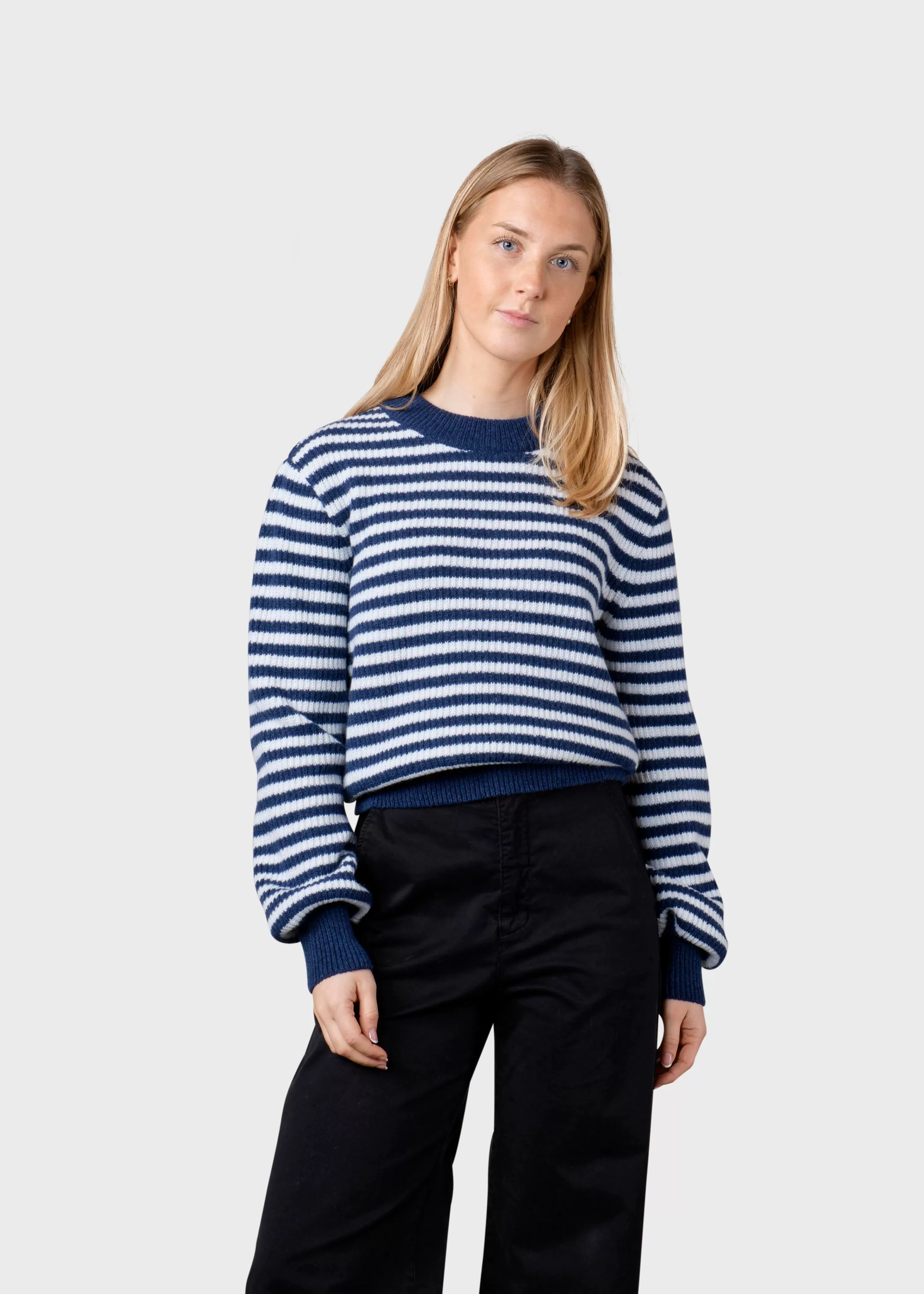 Klitmoller Collective Knitwear | Brushed Merino wool*Gunilla knit - Deep blue/cream