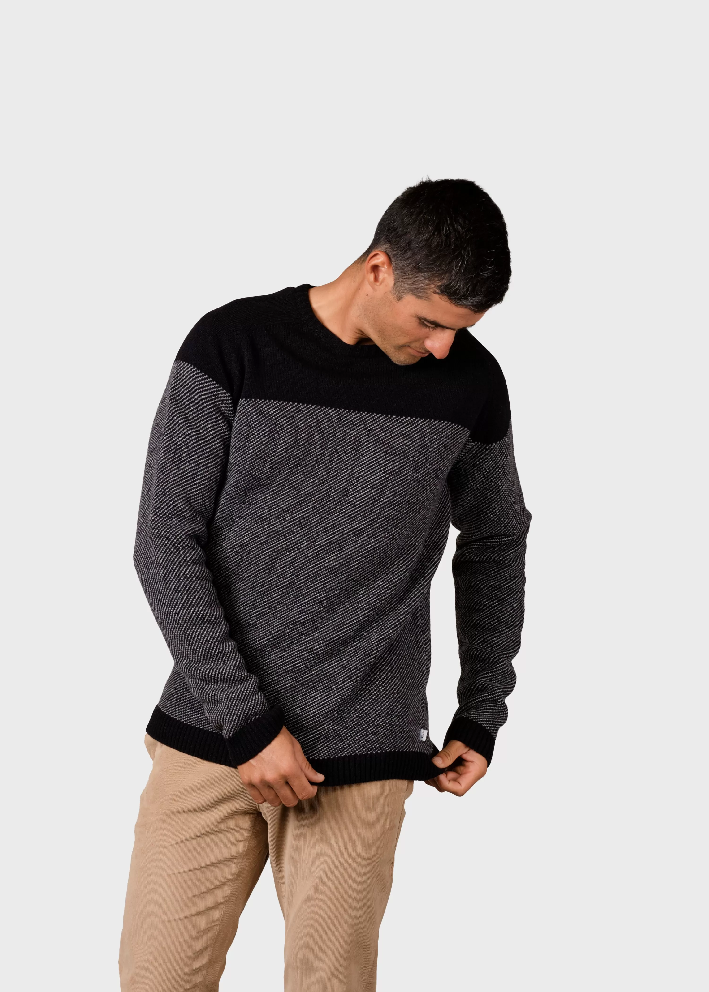 Klitmoller Collective Brushed Merino wool*Halfdann knit - Black/light grey