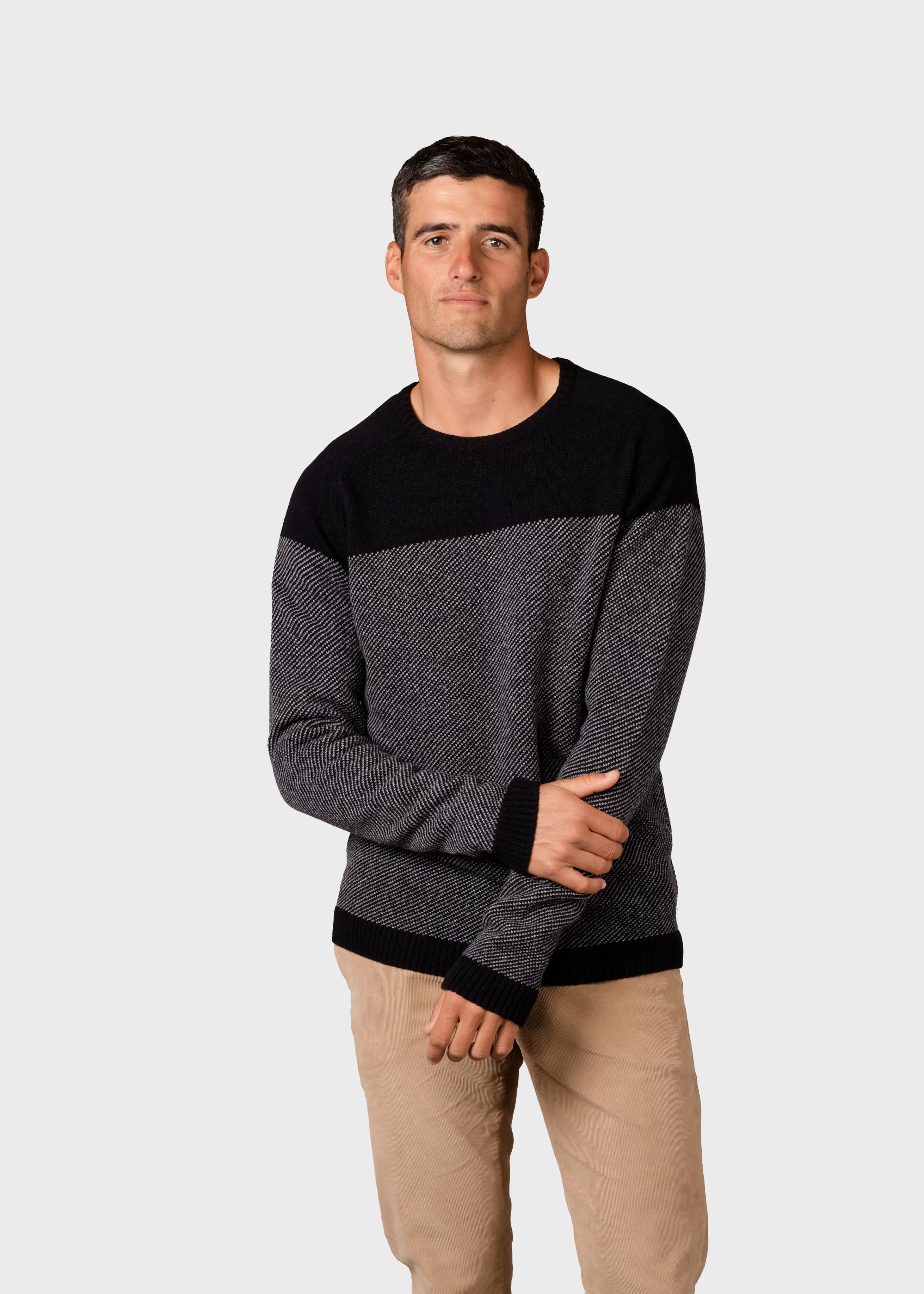 Klitmoller Collective Brushed Merino wool*Halfdann knit - Black/light grey