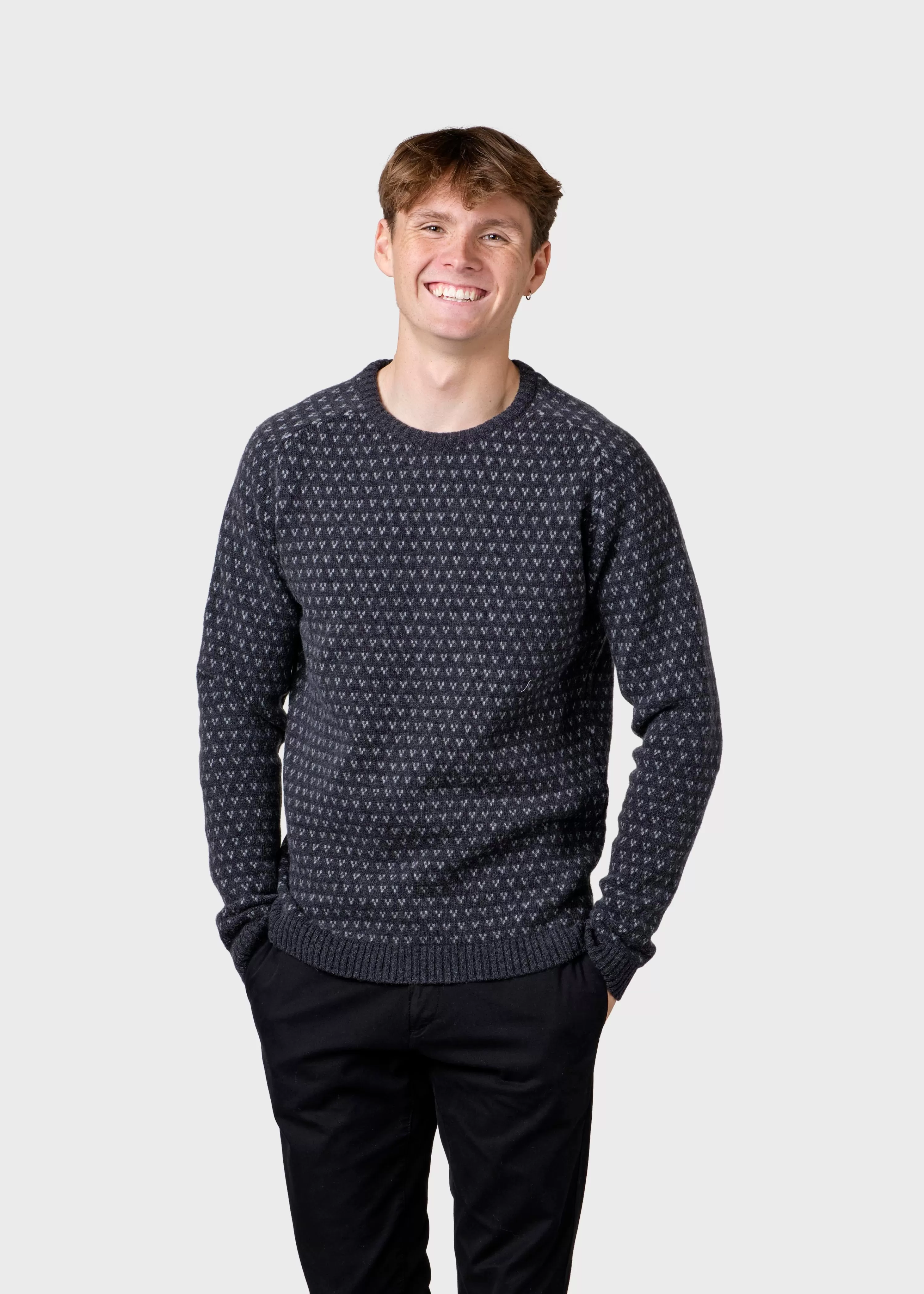 Klitmoller Collective Brushed Merino wool*Hugo knit - Anthracite/light grey