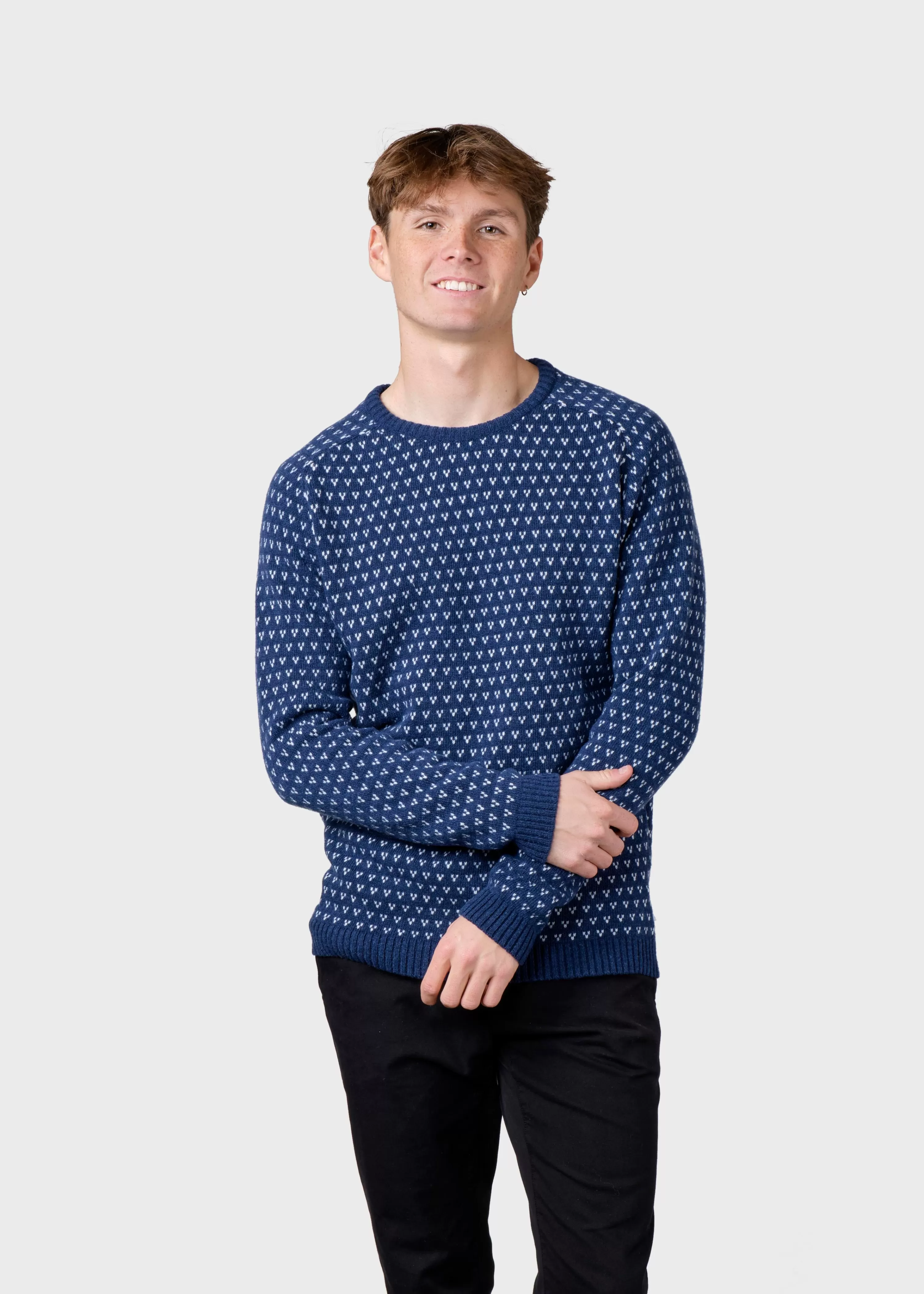 Klitmoller Collective Brushed Merino wool*Hugo knit - Deep blue/cream