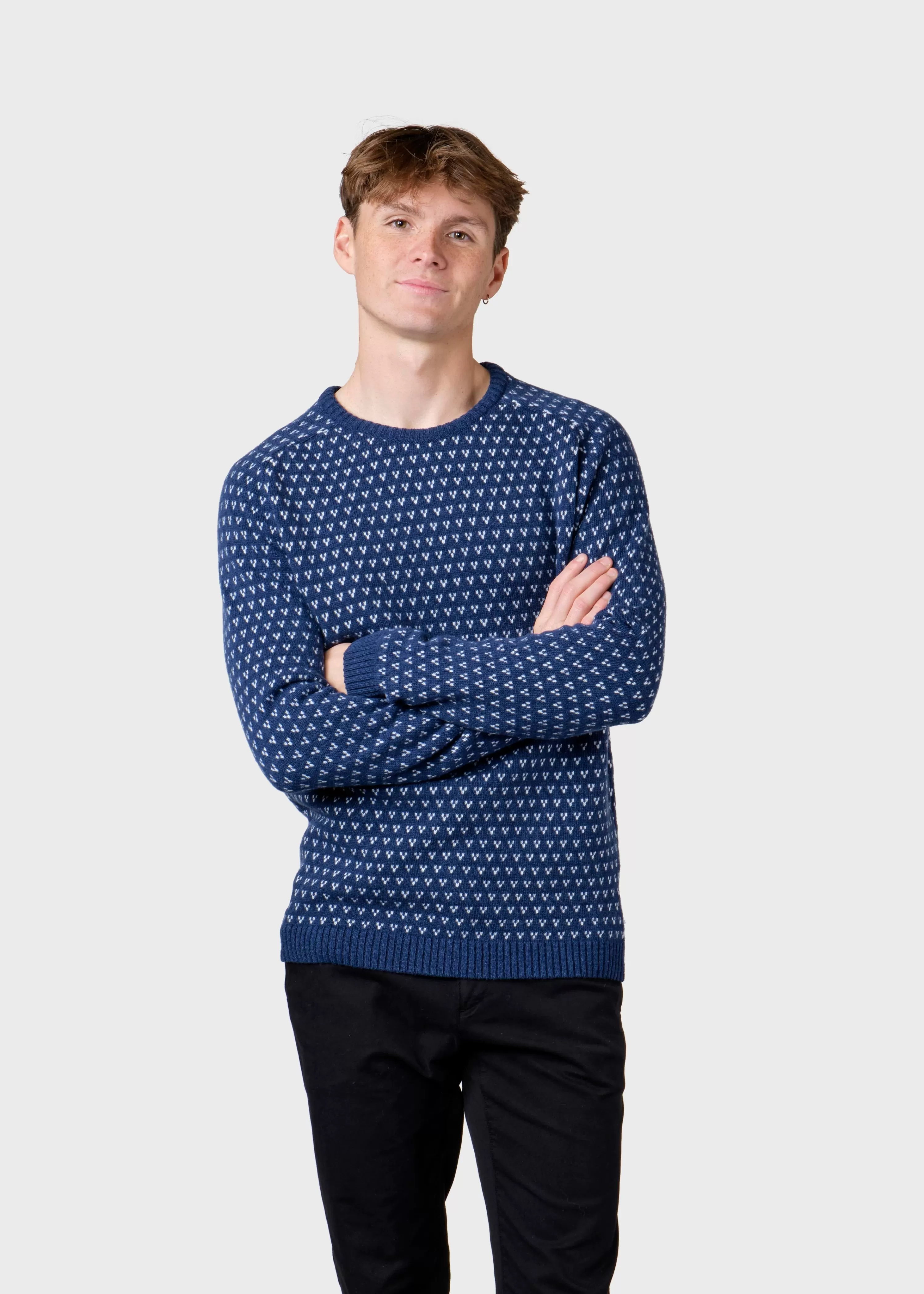 Klitmoller Collective Brushed Merino wool*Hugo knit - Deep blue/cream