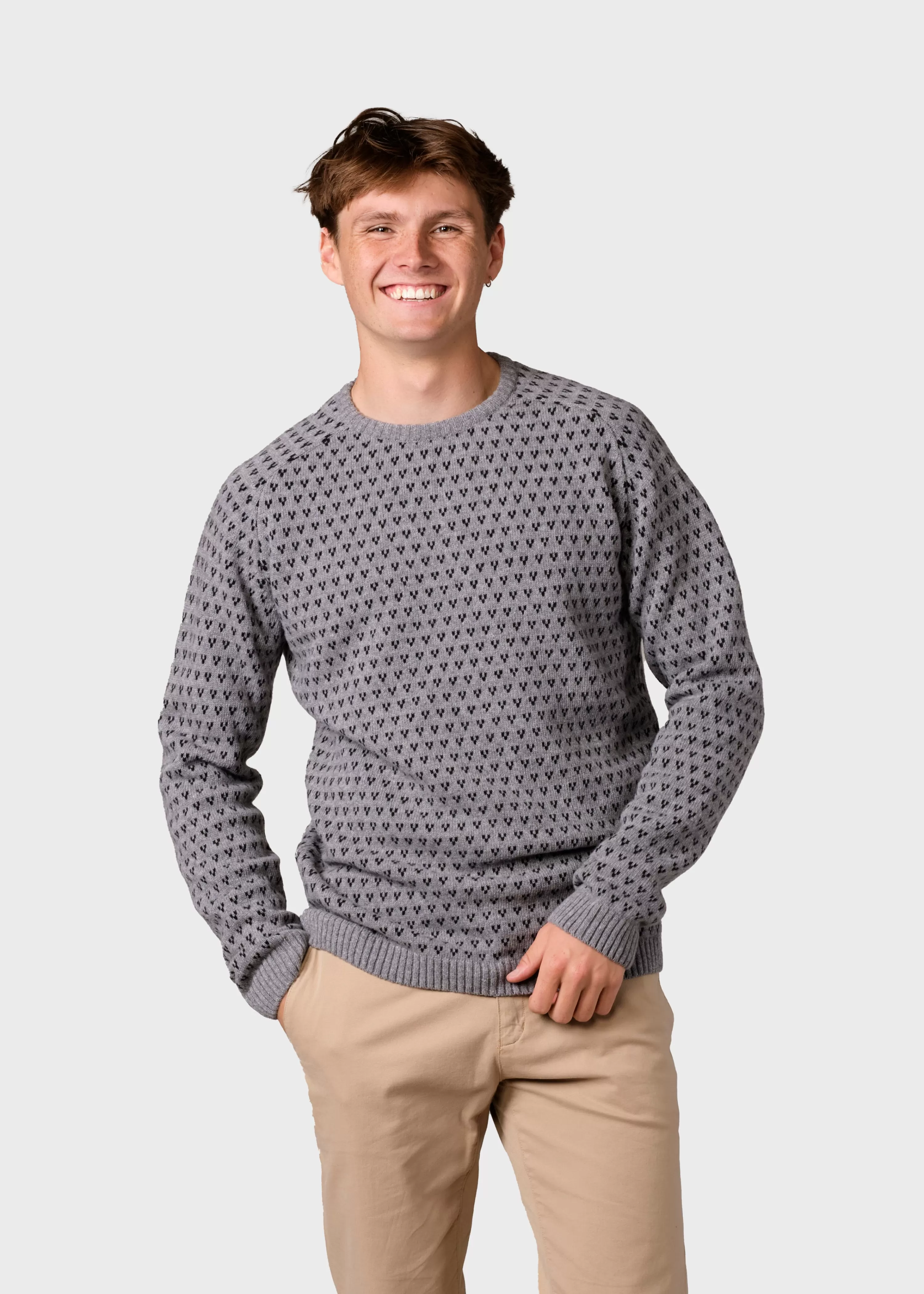 Klitmoller Collective Brushed Merino wool*Hugo knit - Light grey/black