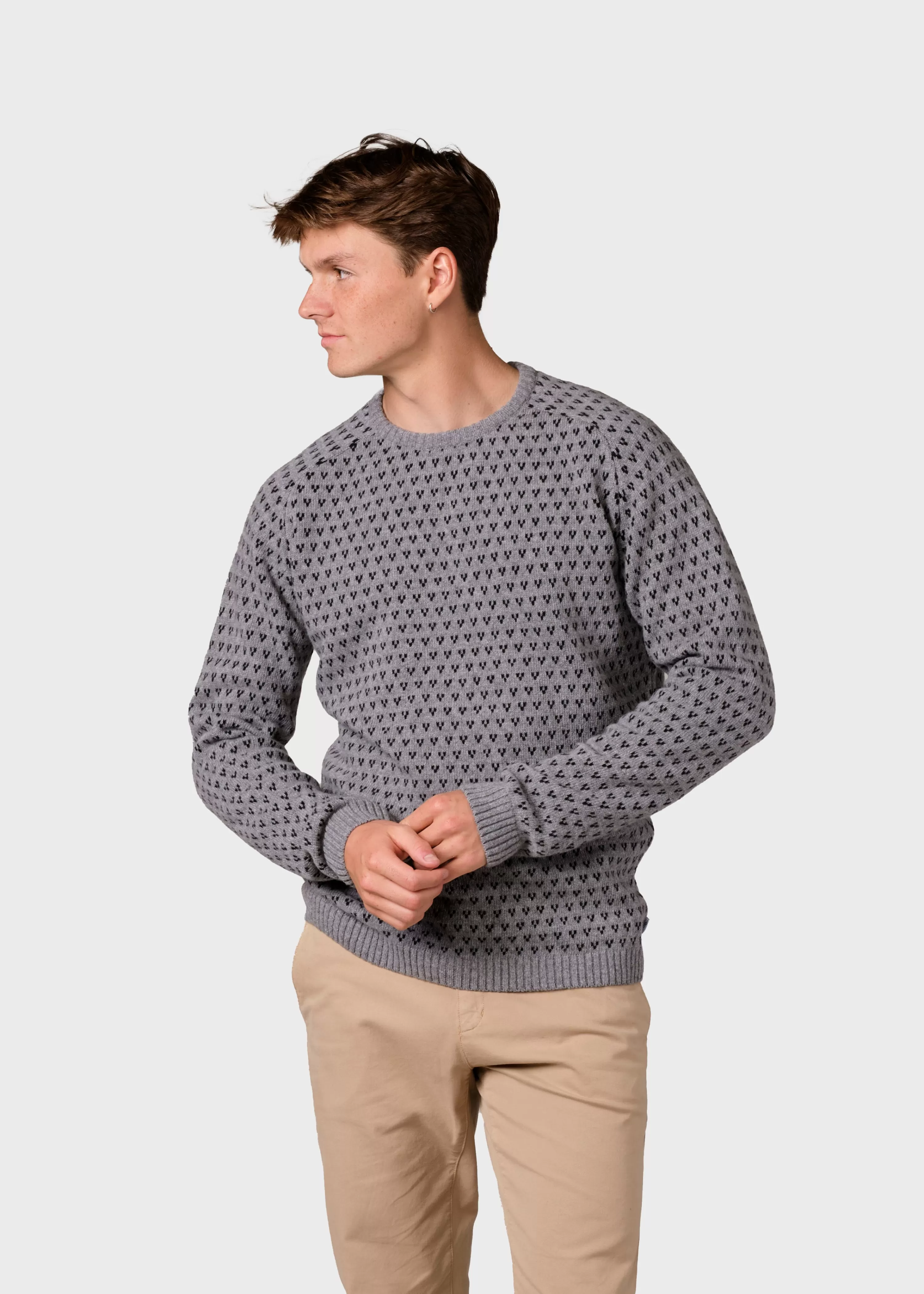 Klitmoller Collective Brushed Merino wool*Hugo knit - Light grey/black