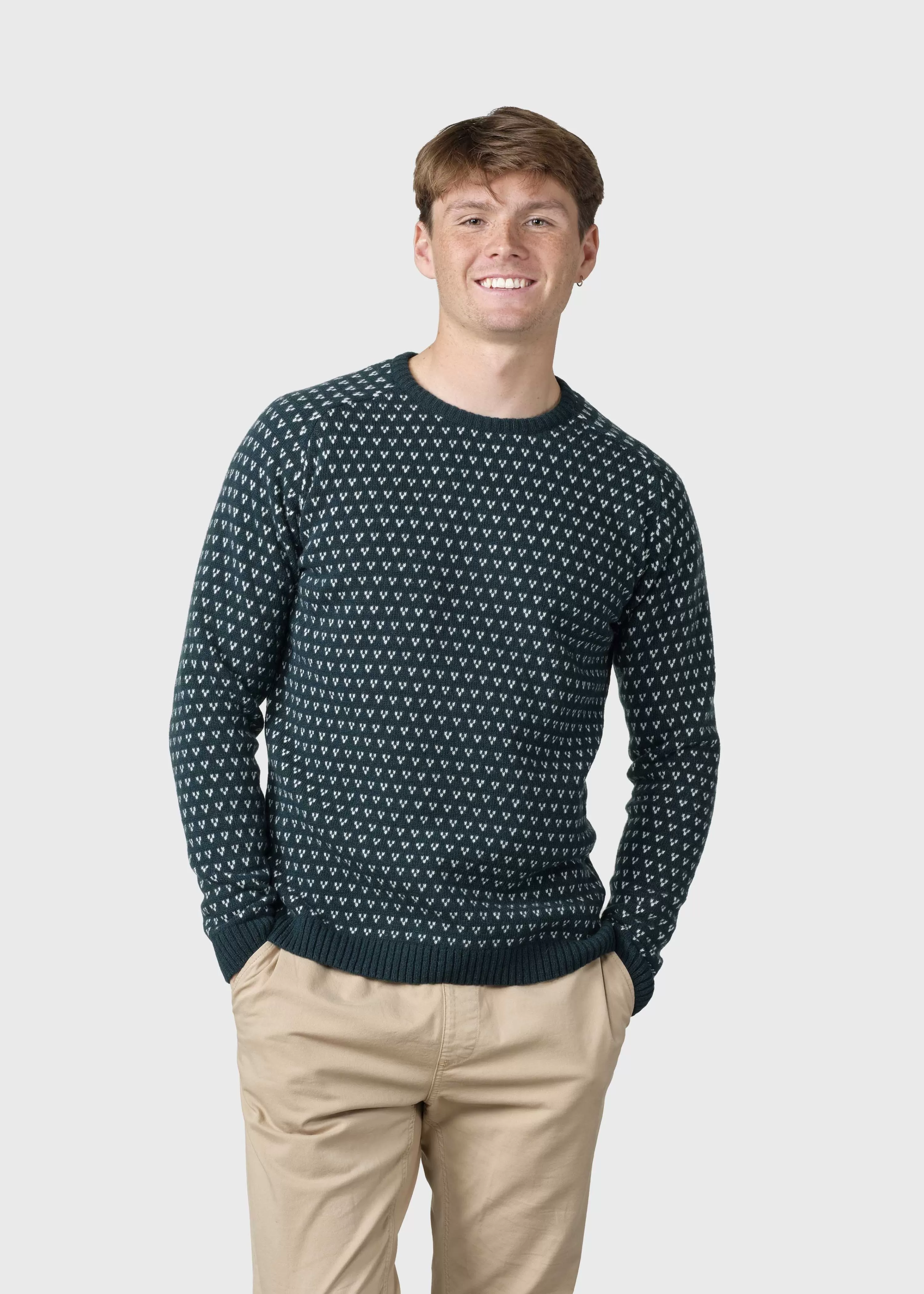 Klitmoller Collective Brushed Merino wool*Hugo knit - Moss green/cream