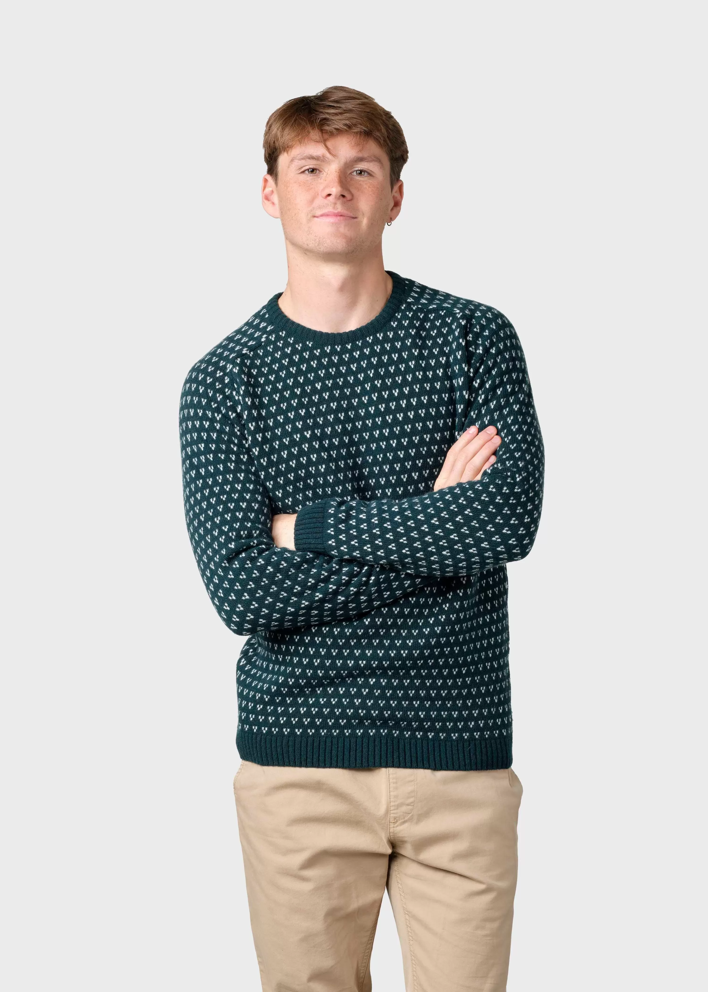 Klitmoller Collective Brushed Merino wool*Hugo knit - Moss green/cream