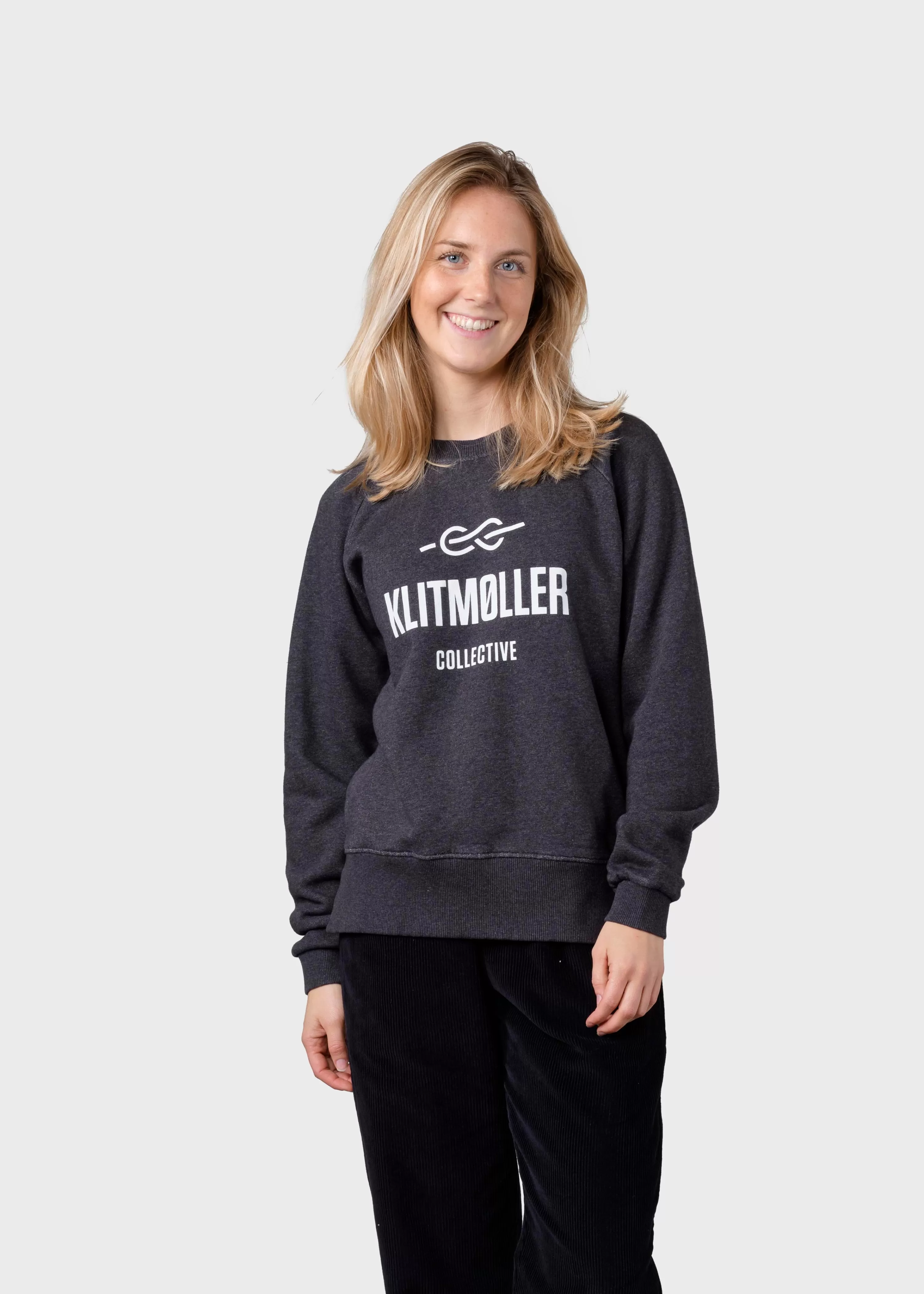 Klitmoller Collective Sweatshirts*Maja logo crew - Anthracite melange