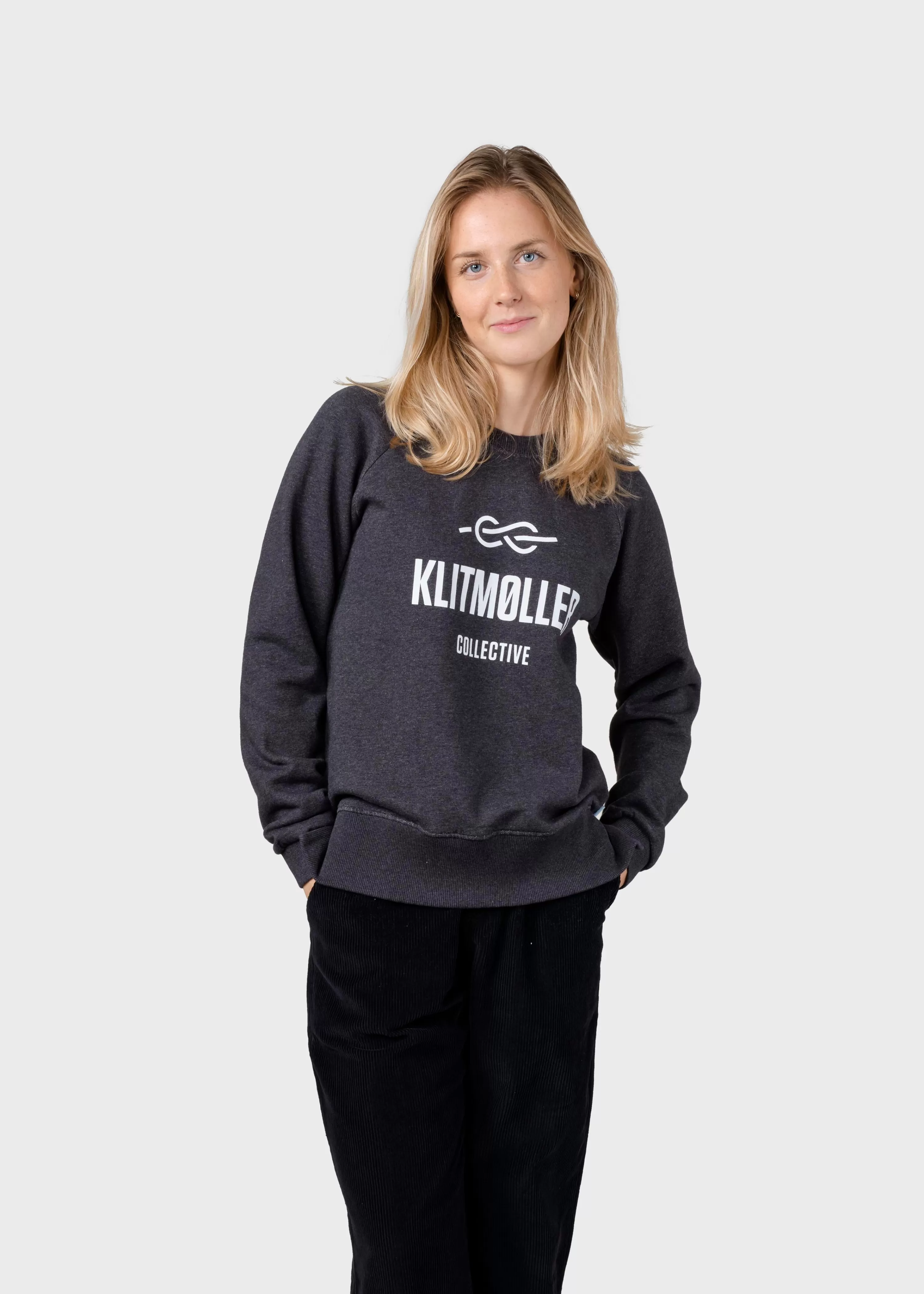 Klitmoller Collective Sweatshirts*Maja logo crew - Anthracite melange