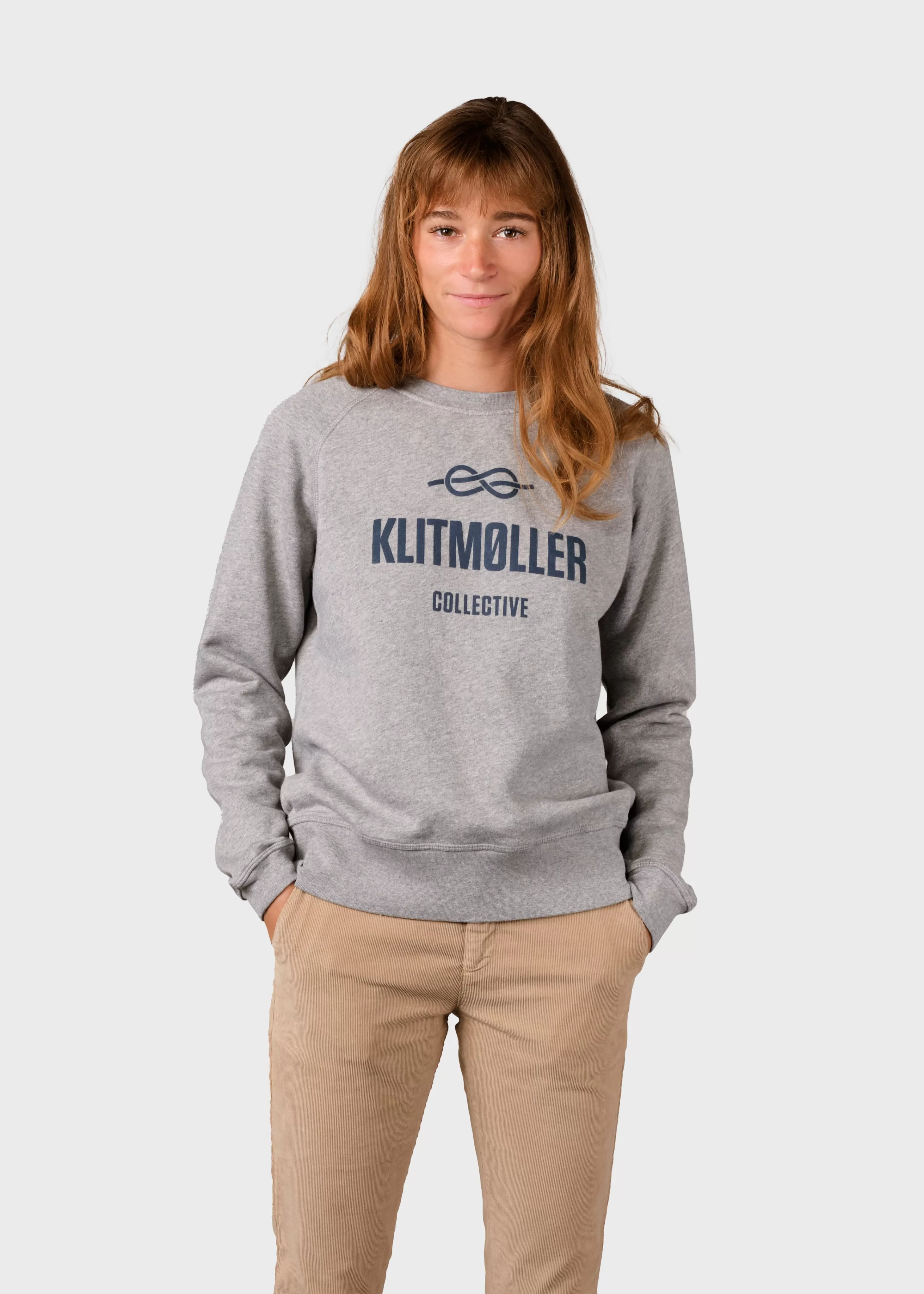 Klitmoller Collective Sweatshirts*Maja logo crew - Grey melange