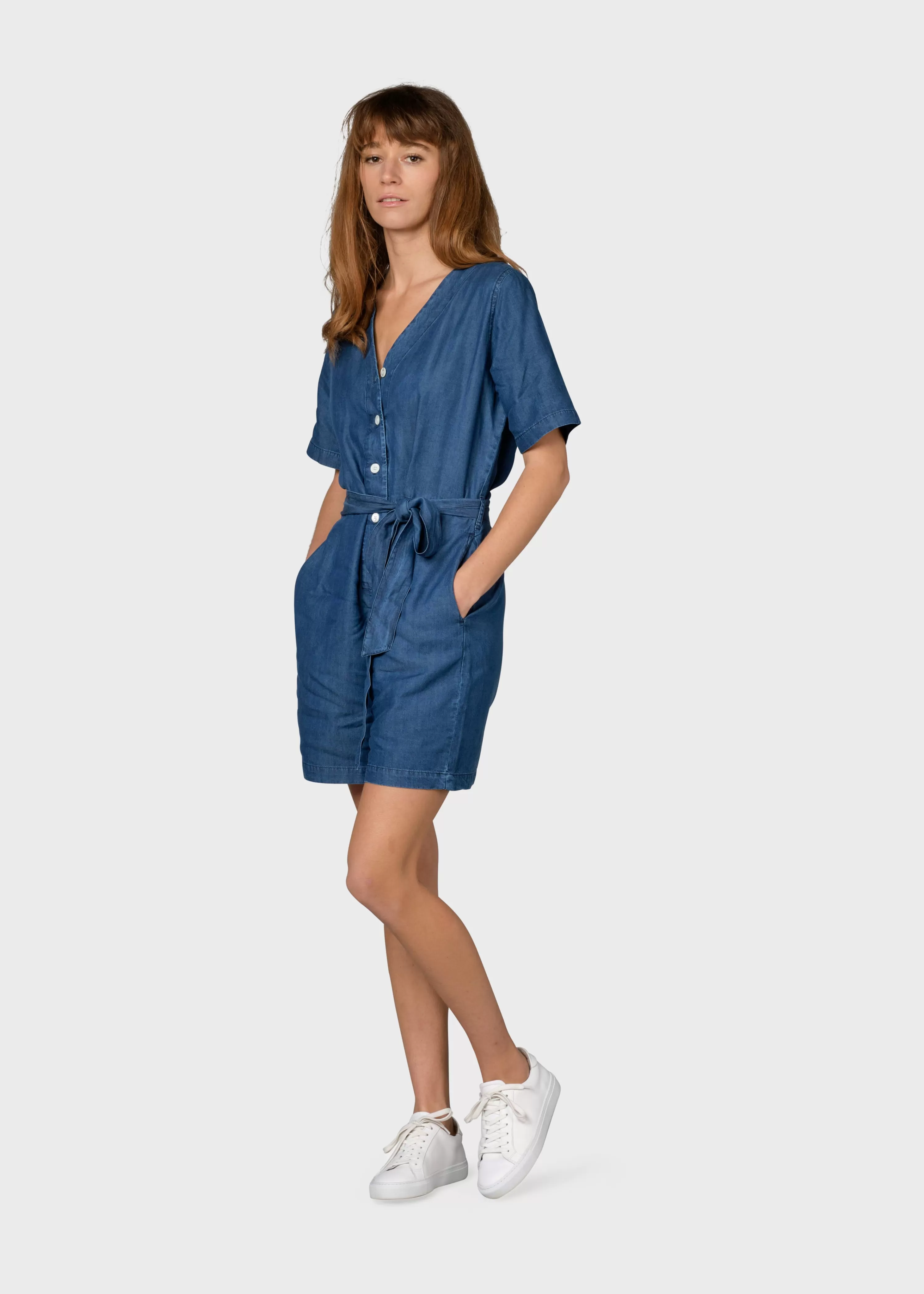 Klitmoller Collective Jumpsuits*Marna short jumpsuit - Dark blue chambrey