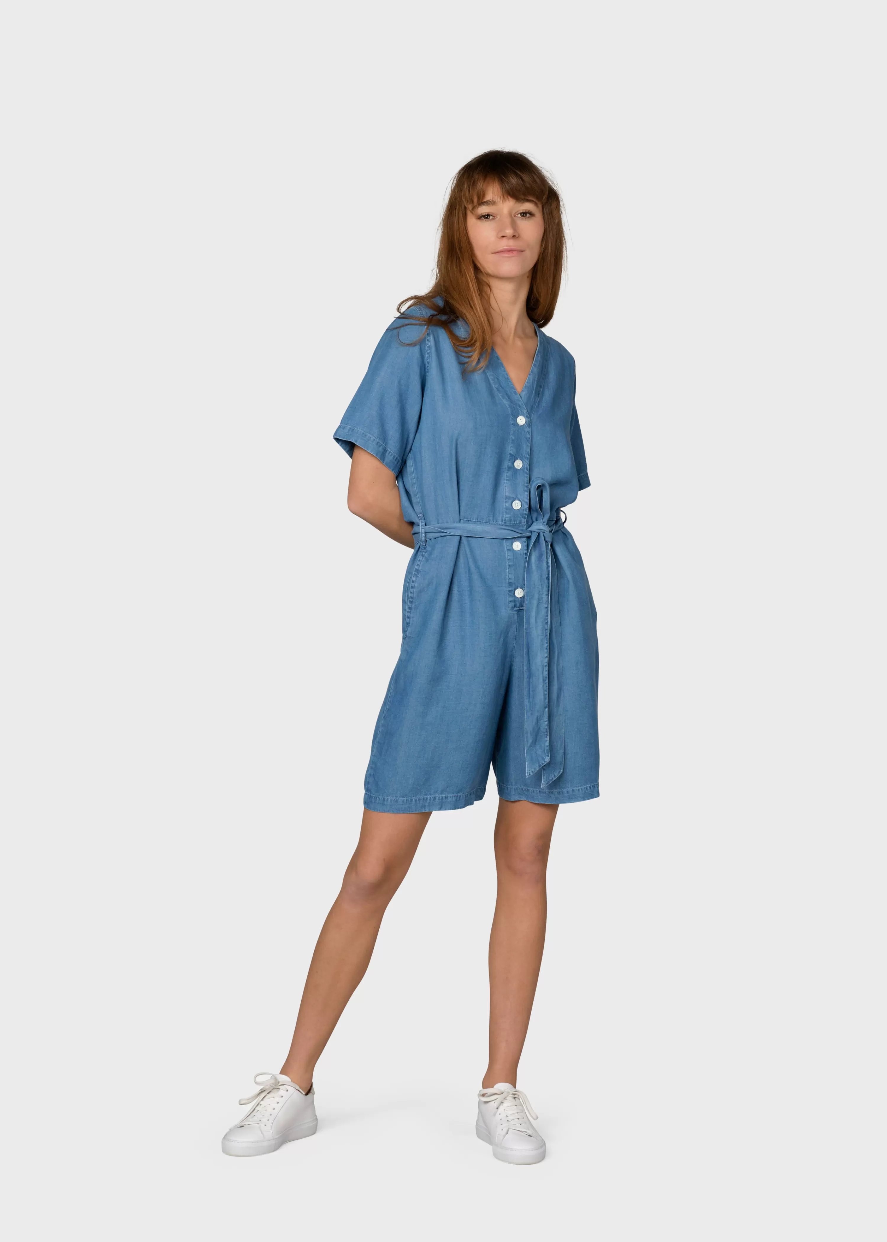 Klitmoller Collective Jumpsuits*Marna short jumpsuit - Light blue chambrey