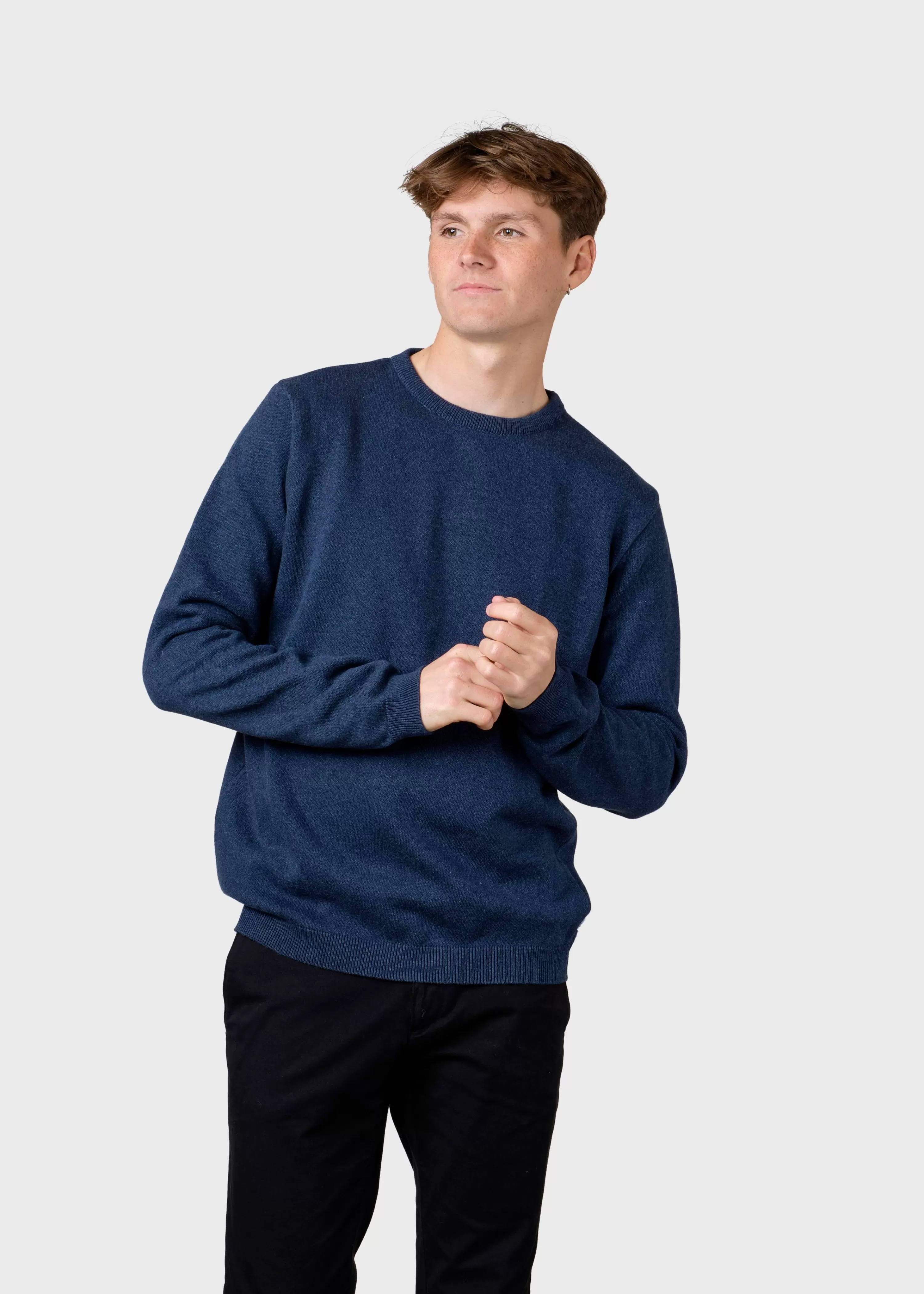 Klitmoller Collective Organic Cotton*Mens basic cotton knit - Deep blue