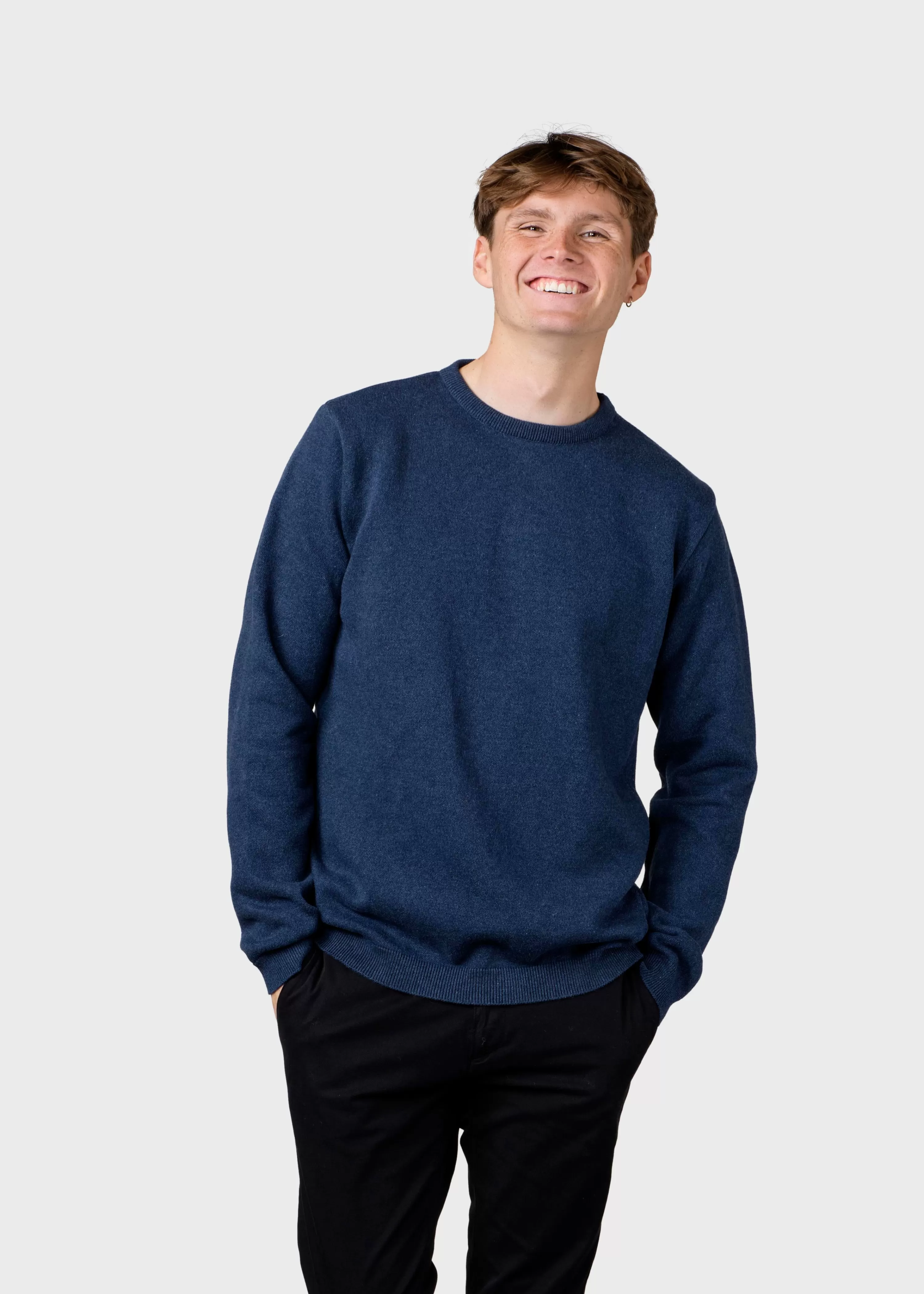 Klitmoller Collective Organic Cotton*Mens basic cotton knit - Deep blue