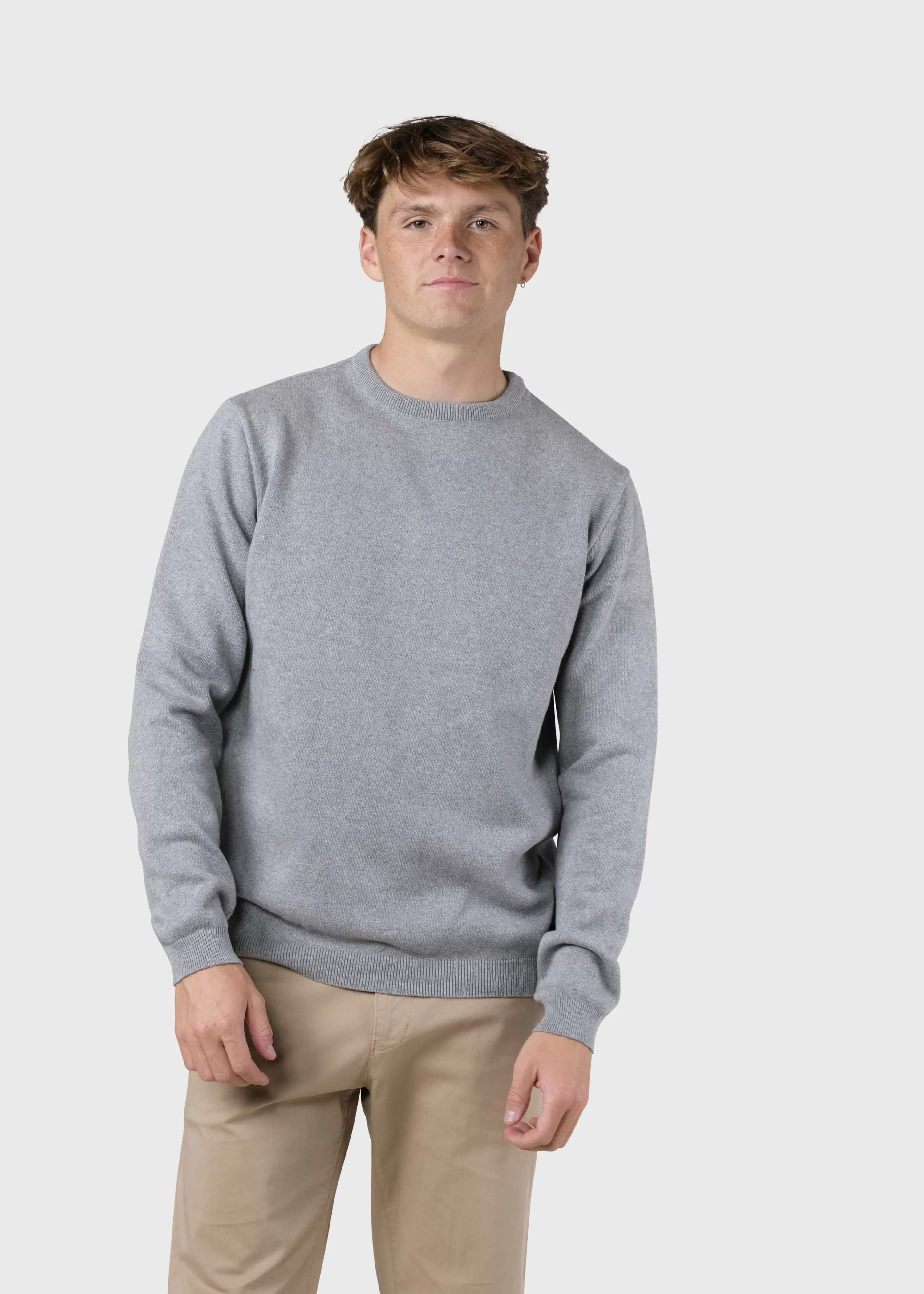 Klitmoller Collective Organic Cotton*Mens basic cotton knit - Light grey