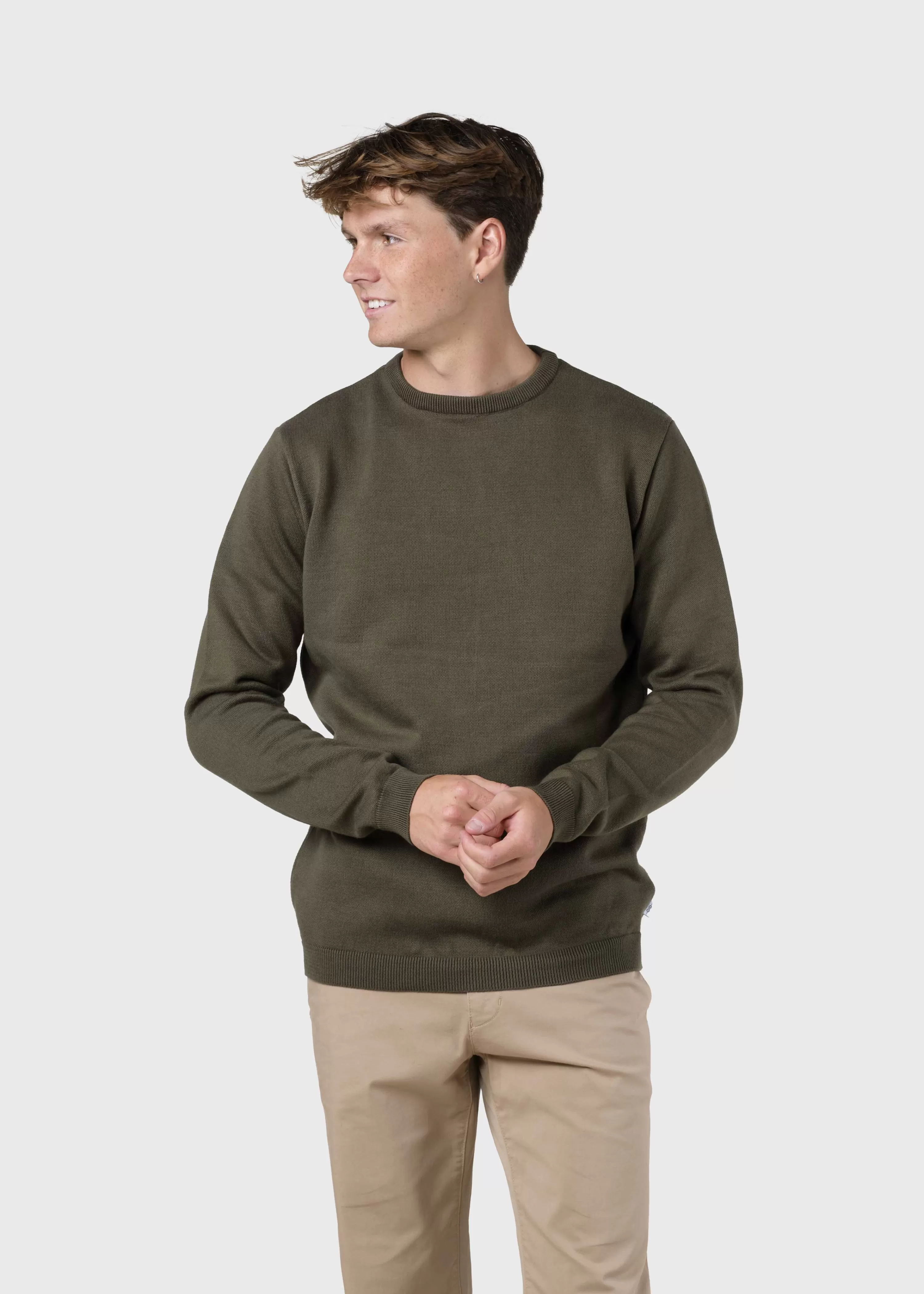 Klitmoller Collective Organic Cotton*Mens basic cotton knit - Olive