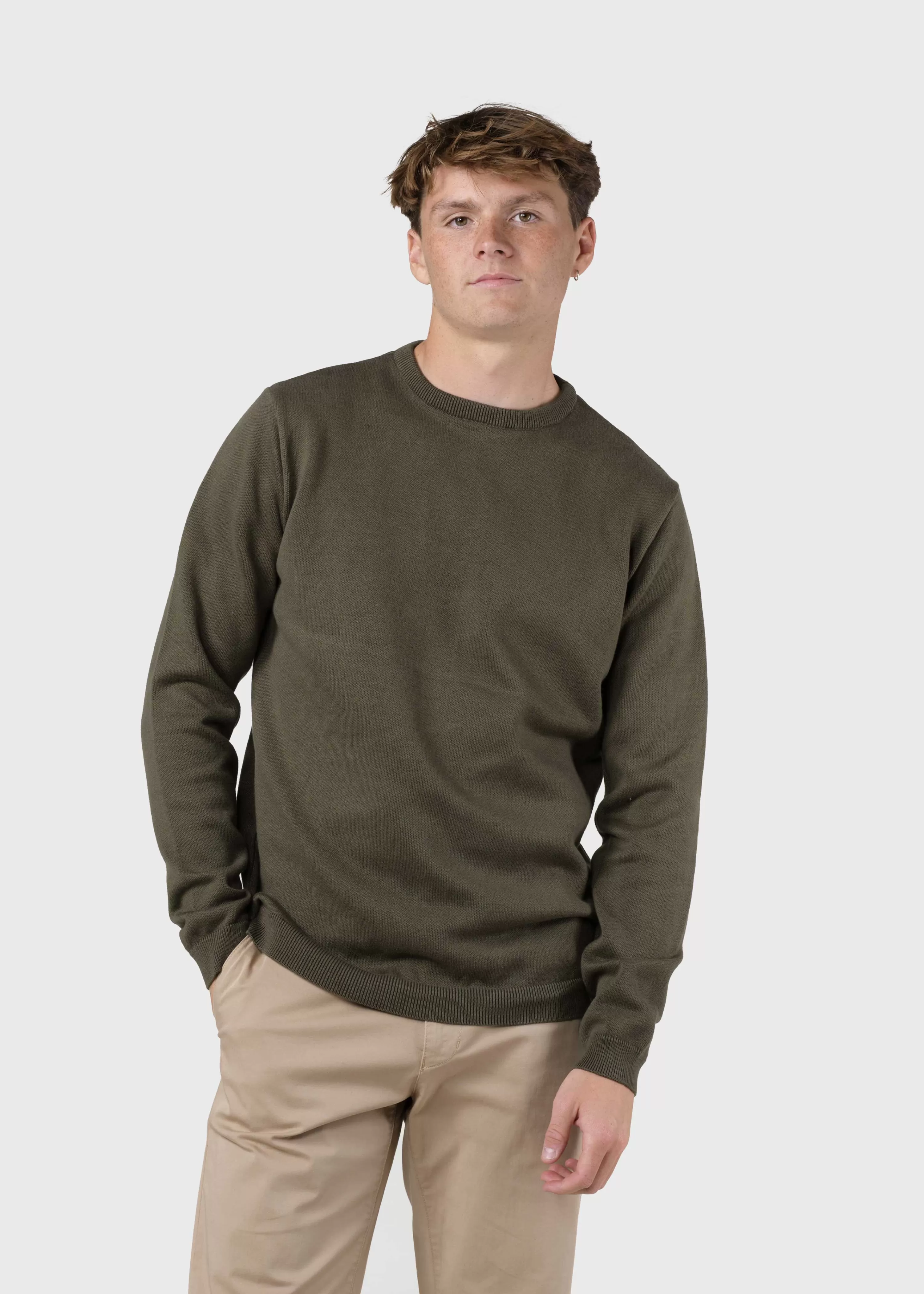 Klitmoller Collective Organic Cotton*Mens basic cotton knit - Olive