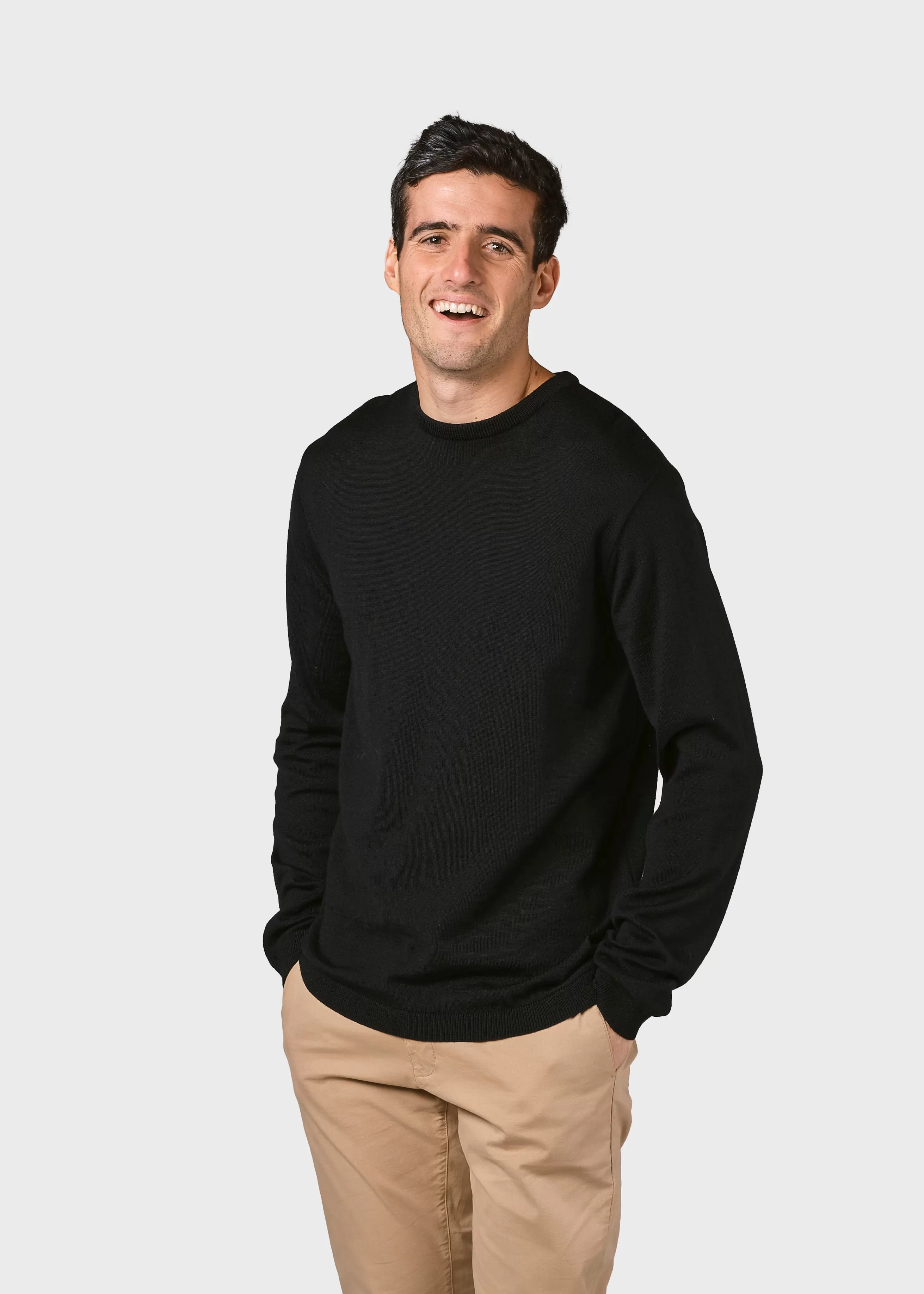 Klitmoller Collective Extrafine Merino wool*Mens basic merino knit - Black