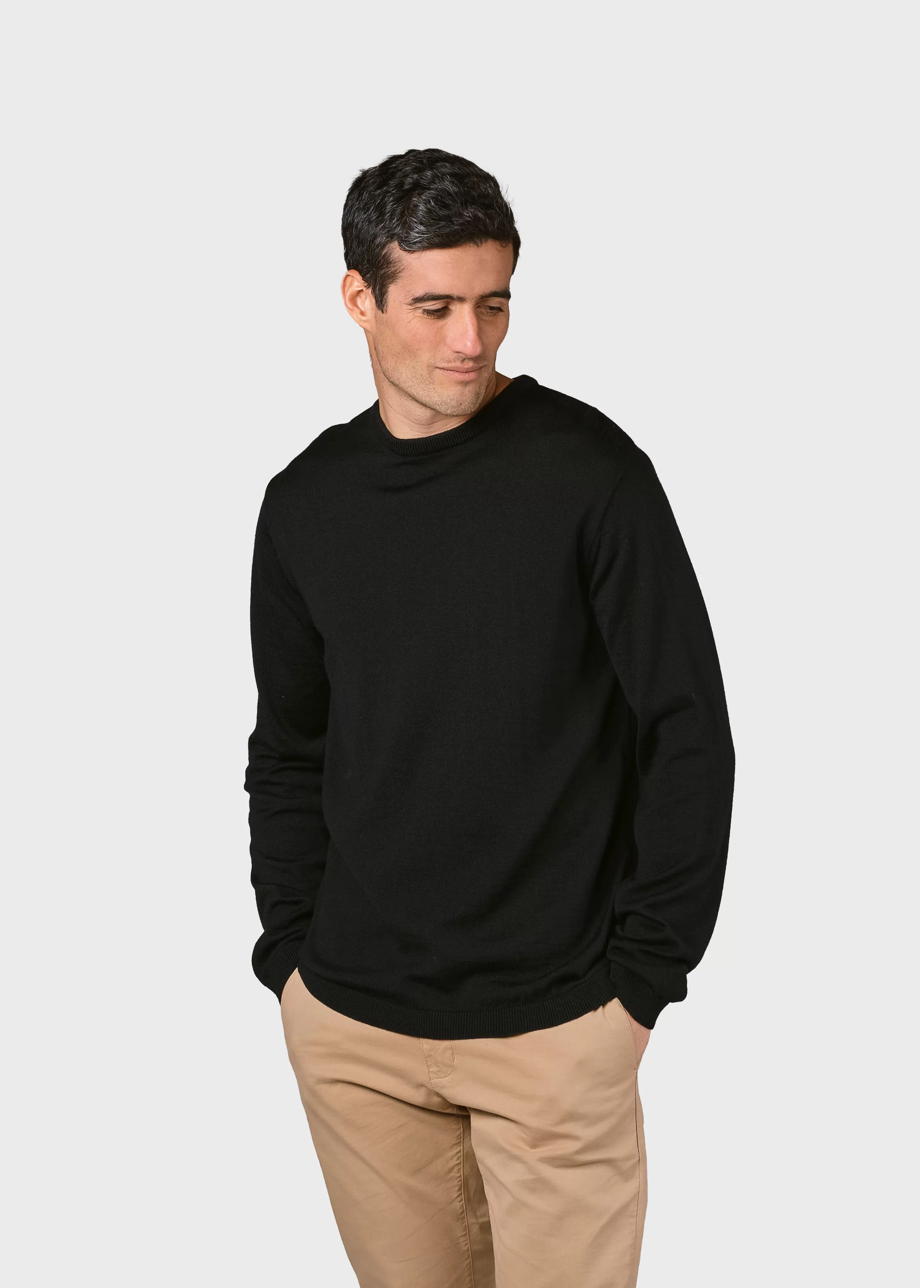 Klitmoller Collective Extrafine Merino wool*Mens basic merino knit - Black