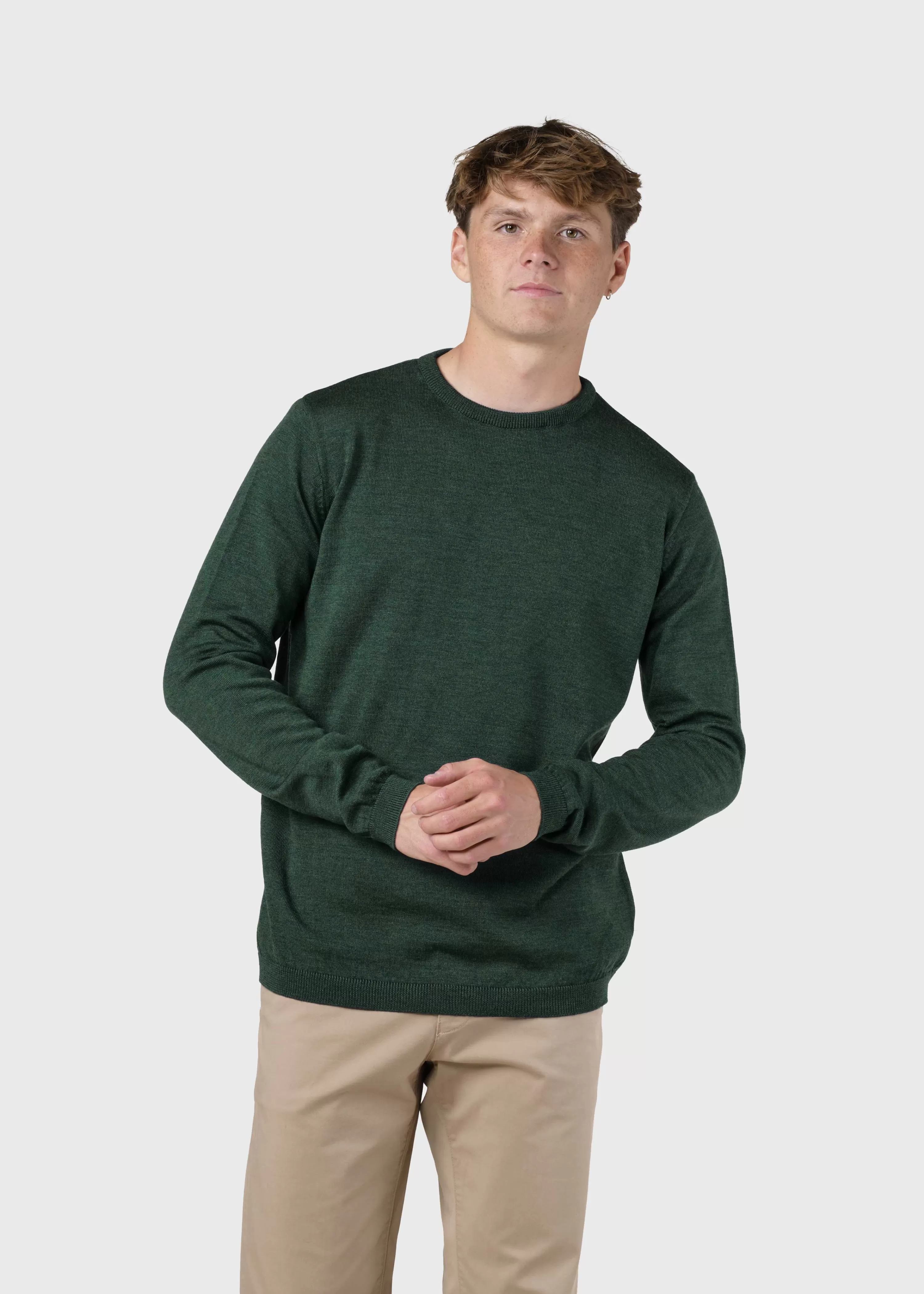 Klitmoller Collective Extrafine Merino wool*Mens basic merino knit - Moss Green