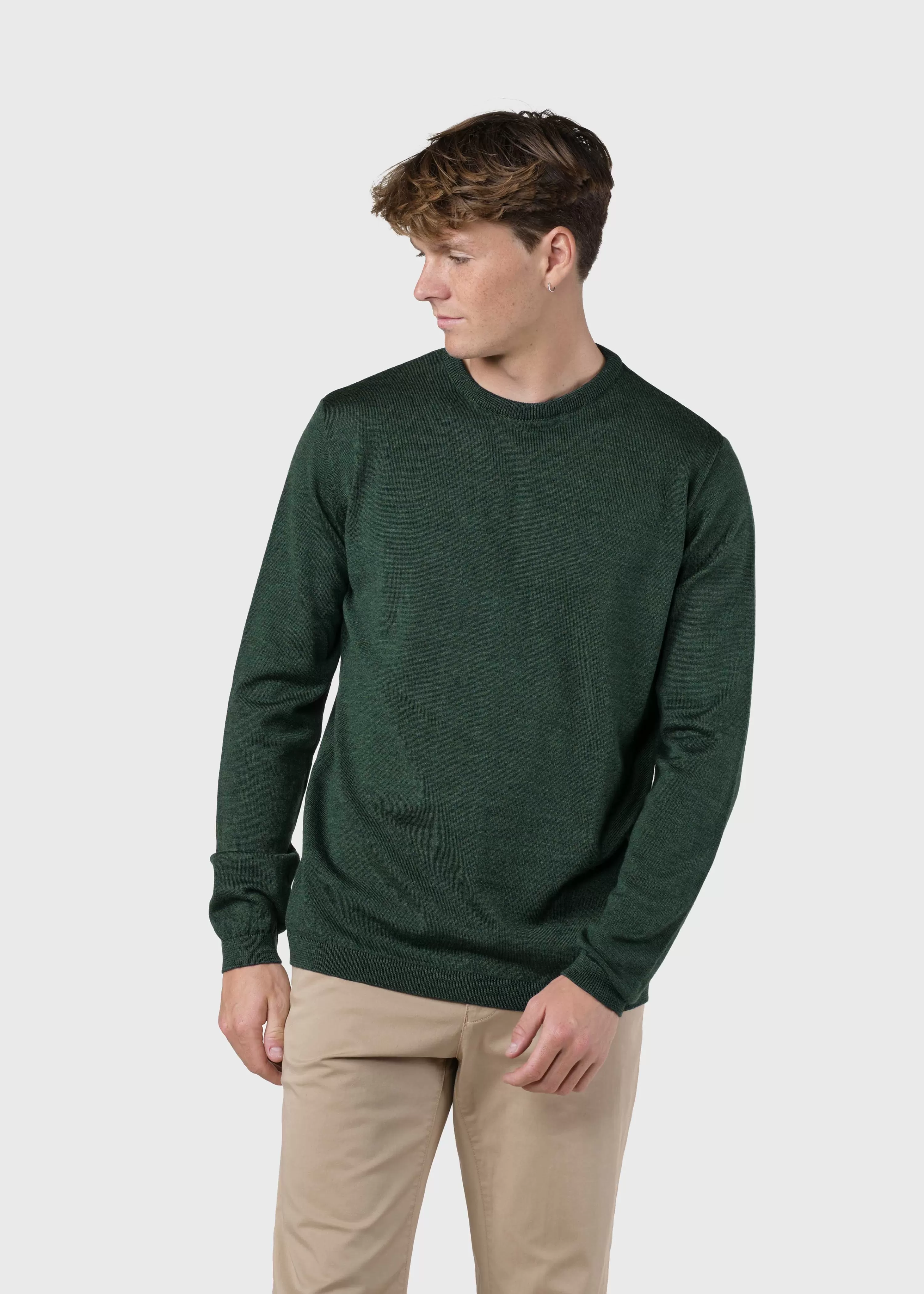 Klitmoller Collective Extrafine Merino wool*Mens basic merino knit - Moss Green