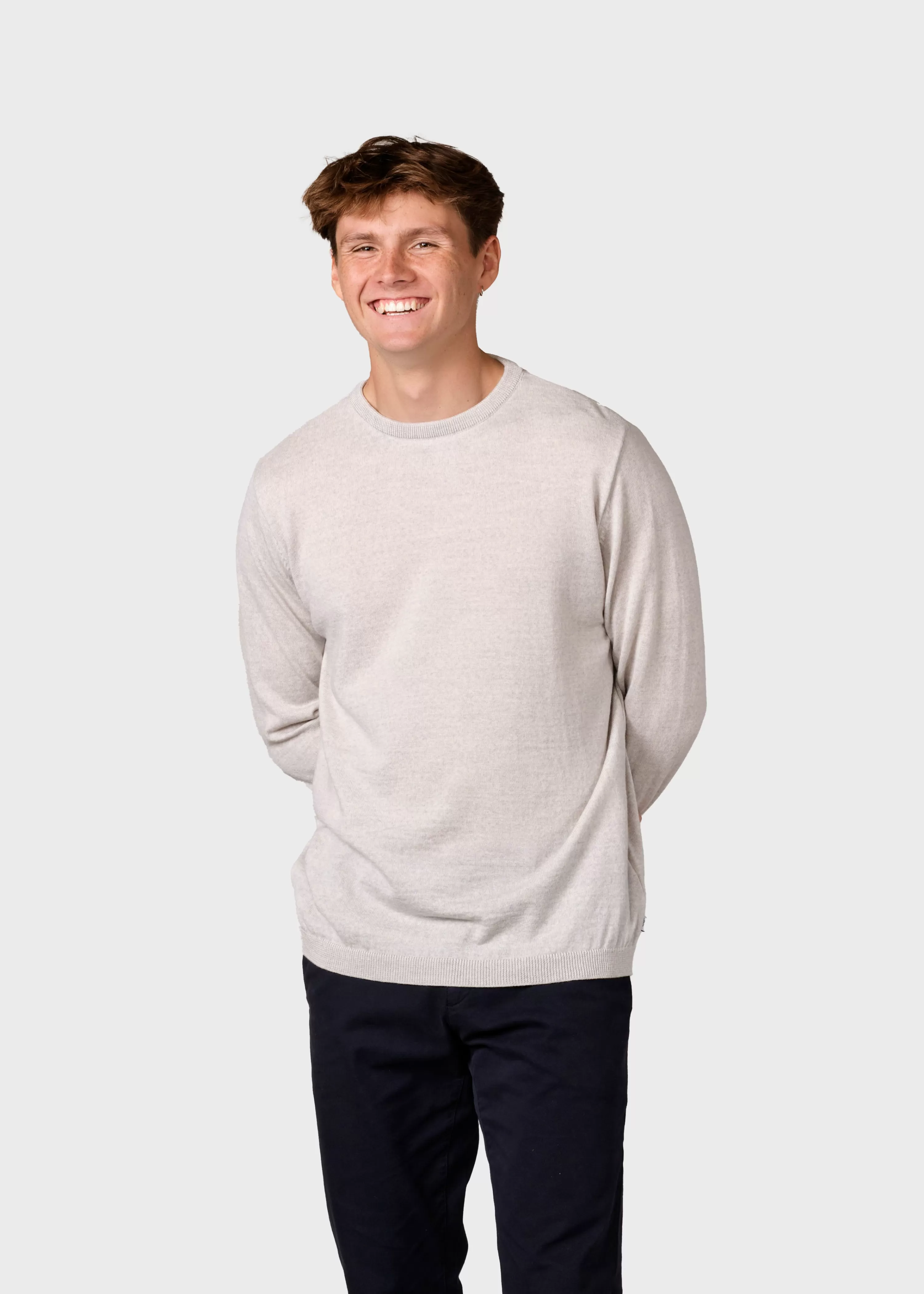 Klitmoller Collective Extrafine Merino wool*Mens basic merino knit - Pastel grey