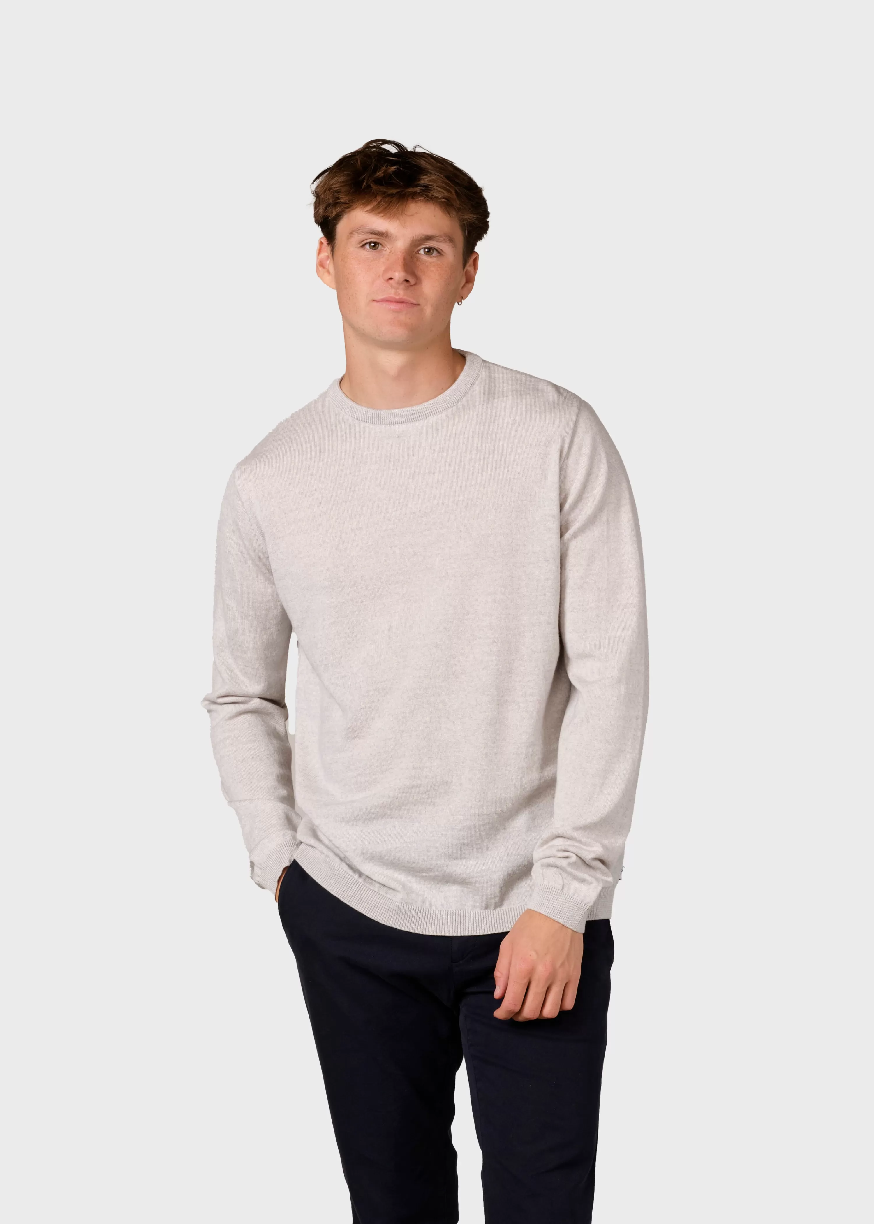 Klitmoller Collective Extrafine Merino wool*Mens basic merino knit - Pastel grey