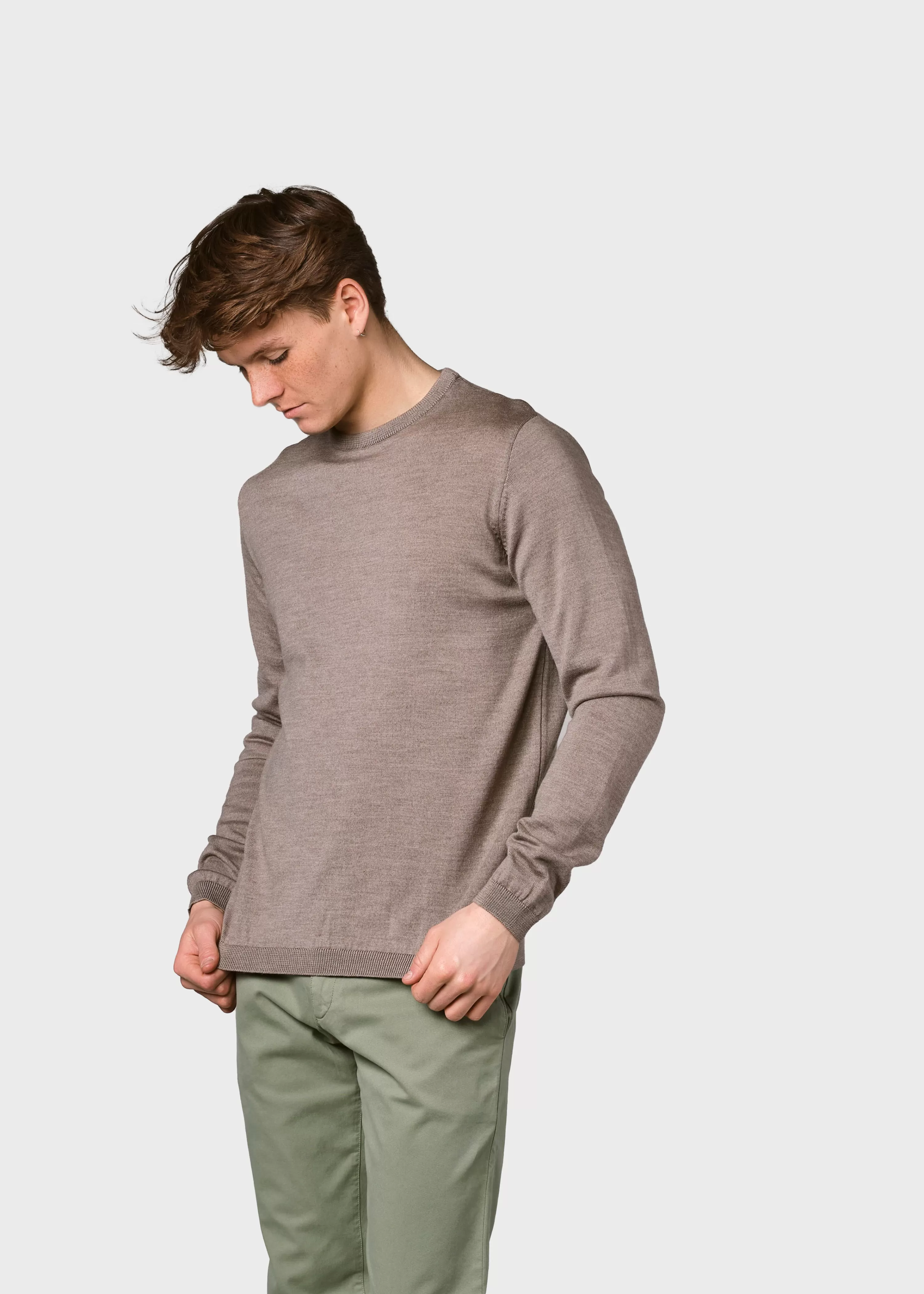 Klitmoller Collective Extrafine Merino wool*Mens basic merino knit - Sand