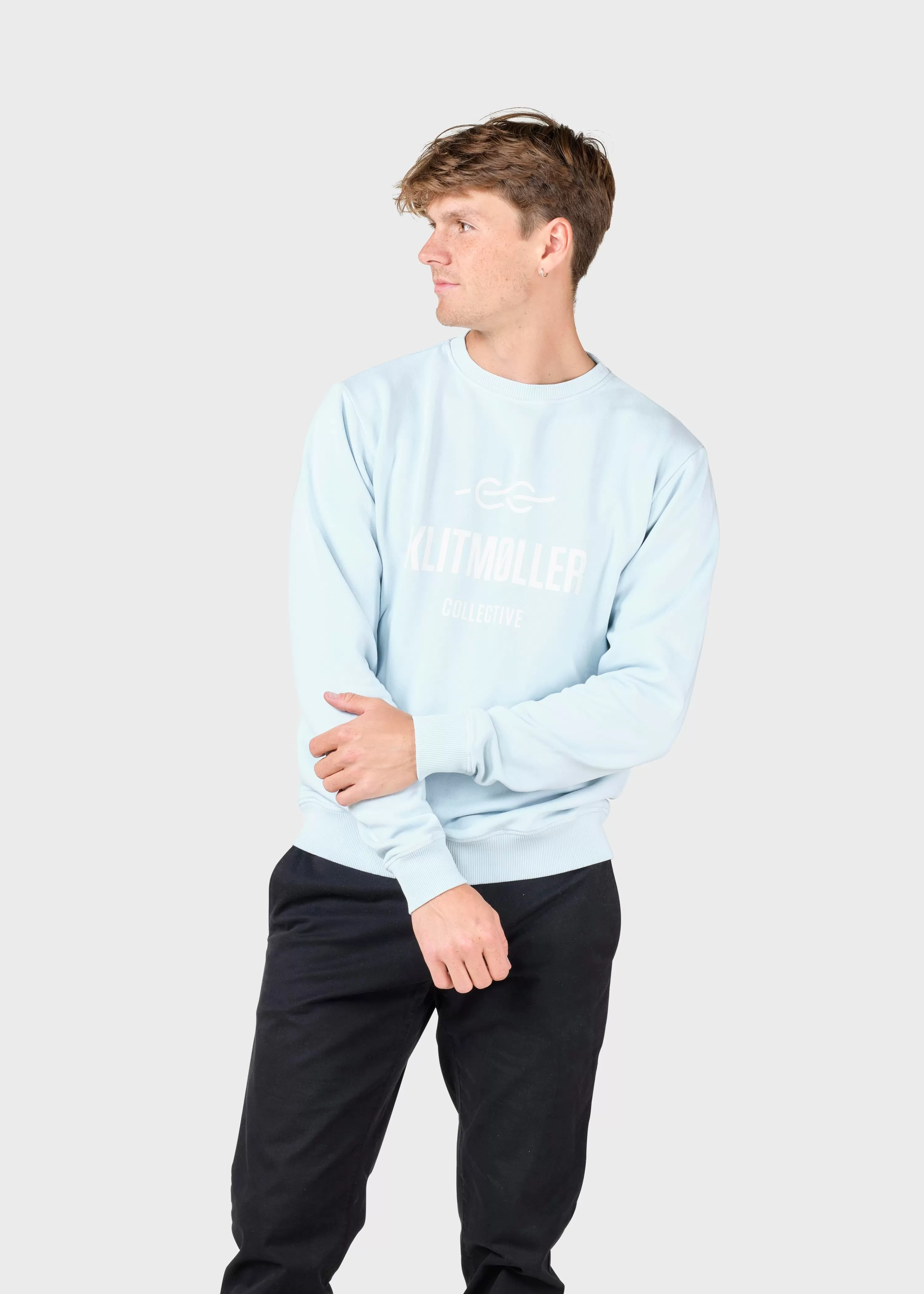 Klitmoller Collective Sweatshirts*Mens logo crew - Light blue