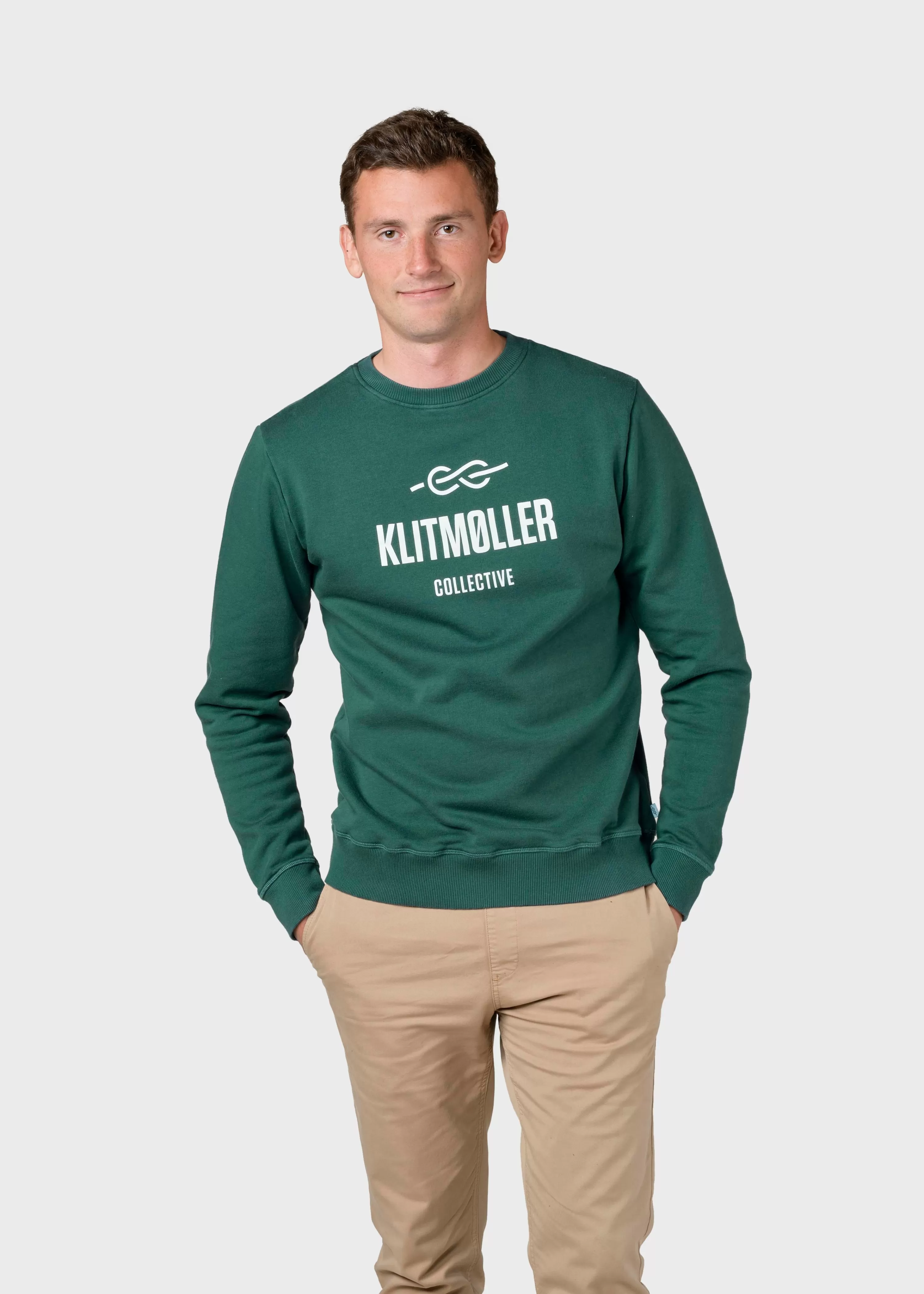 Klitmoller Collective Sweatshirts*Mens logo crew - Moss Green